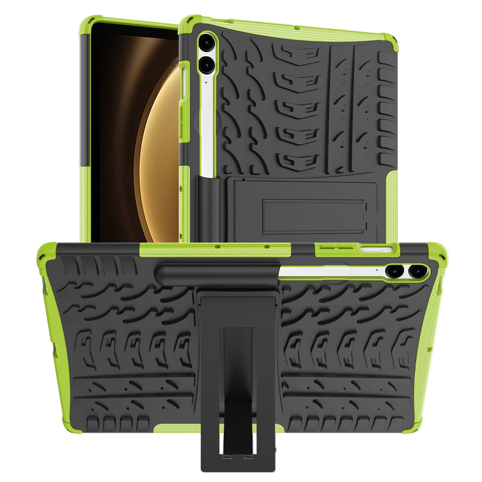 For Samsung Galaxy Tab S9 FE+ Case Tire Texture Kickstand TPU+PC Tablet Cover