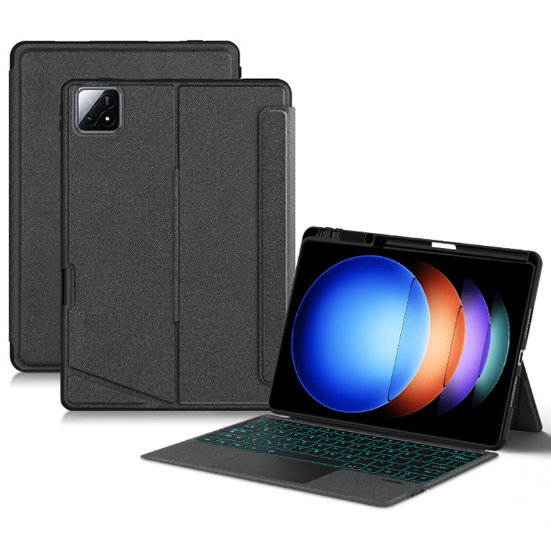 For Xiaomi Pad 6S Pro 12.4 Stand Leather Tablet Case with Detachable Backlight Bluetooth Keyboard