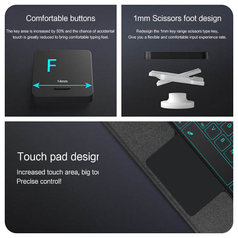 For Xiaomi Pad 6S Pro 12.4 Stand Leather Tablet Case with Detachable Backlight Bluetooth Keyboard