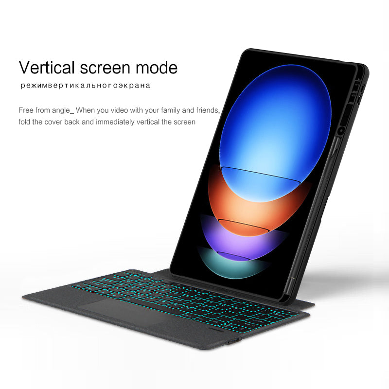 For Xiaomi Pad 6S Pro 12.4 Stand Leather Tablet Case with Detachable Backlight Bluetooth Keyboard