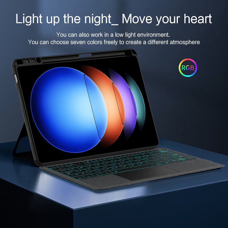 For Xiaomi Pad 6S Pro 12.4 Stand Leather Tablet Case with Detachable Backlight Bluetooth Keyboard