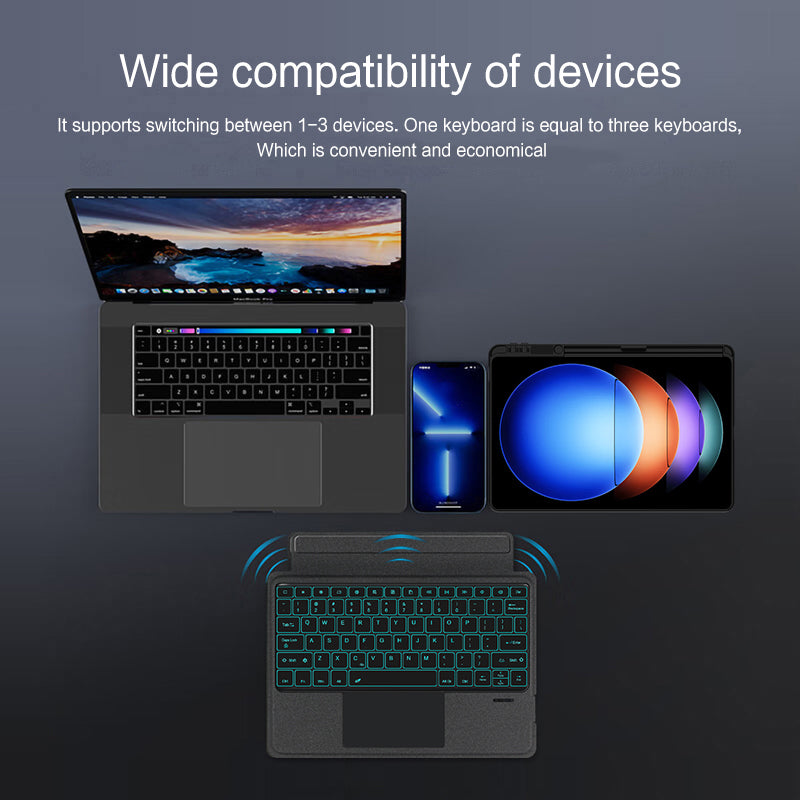 For Xiaomi Pad 6S Pro 12.4 Stand Leather Tablet Case with Detachable Backlight Bluetooth Keyboard