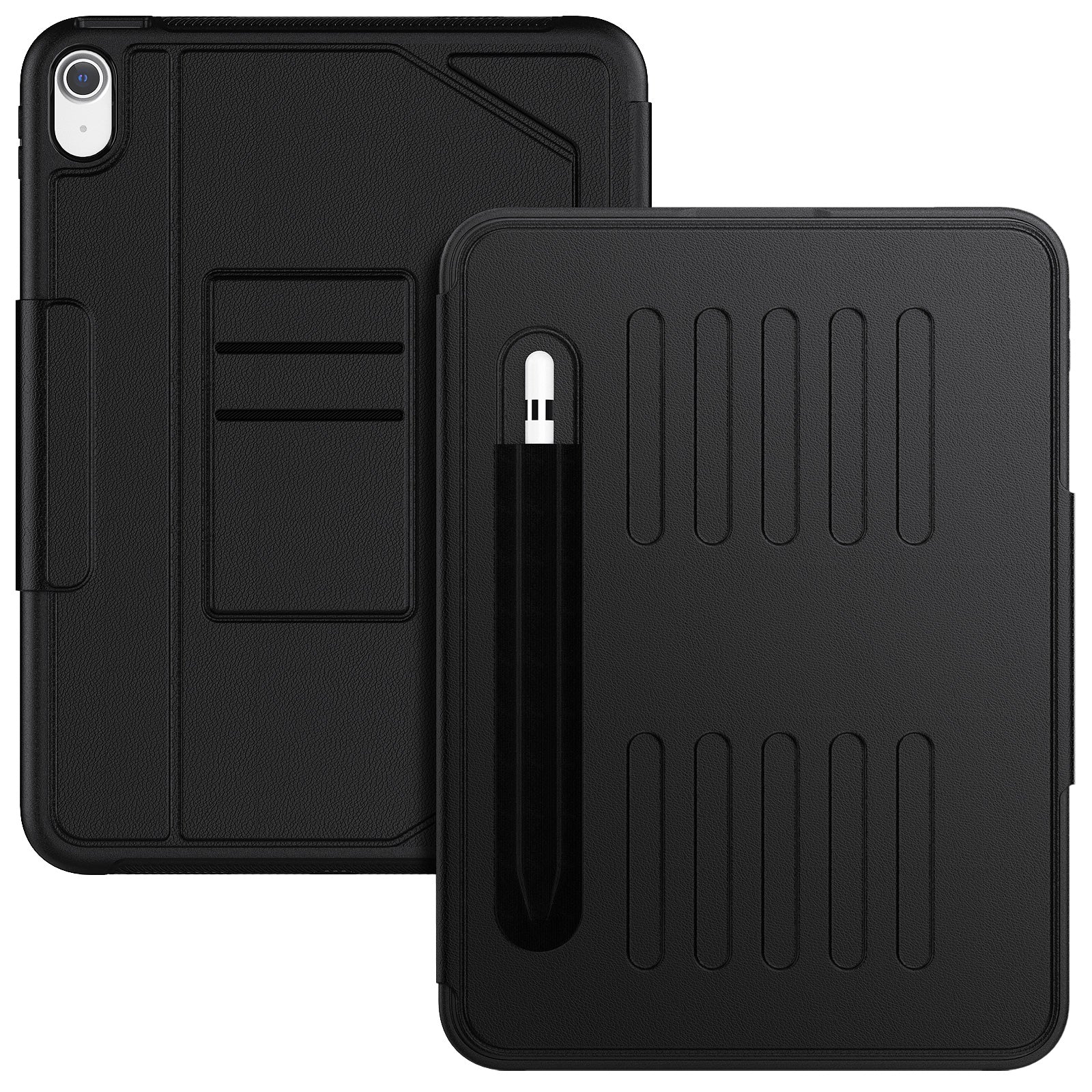 For iPad 10.9 (2022) A2696 Case with Card Holder, 5-Level Adjustable Stand Pen Slot Tablet Flip Cover