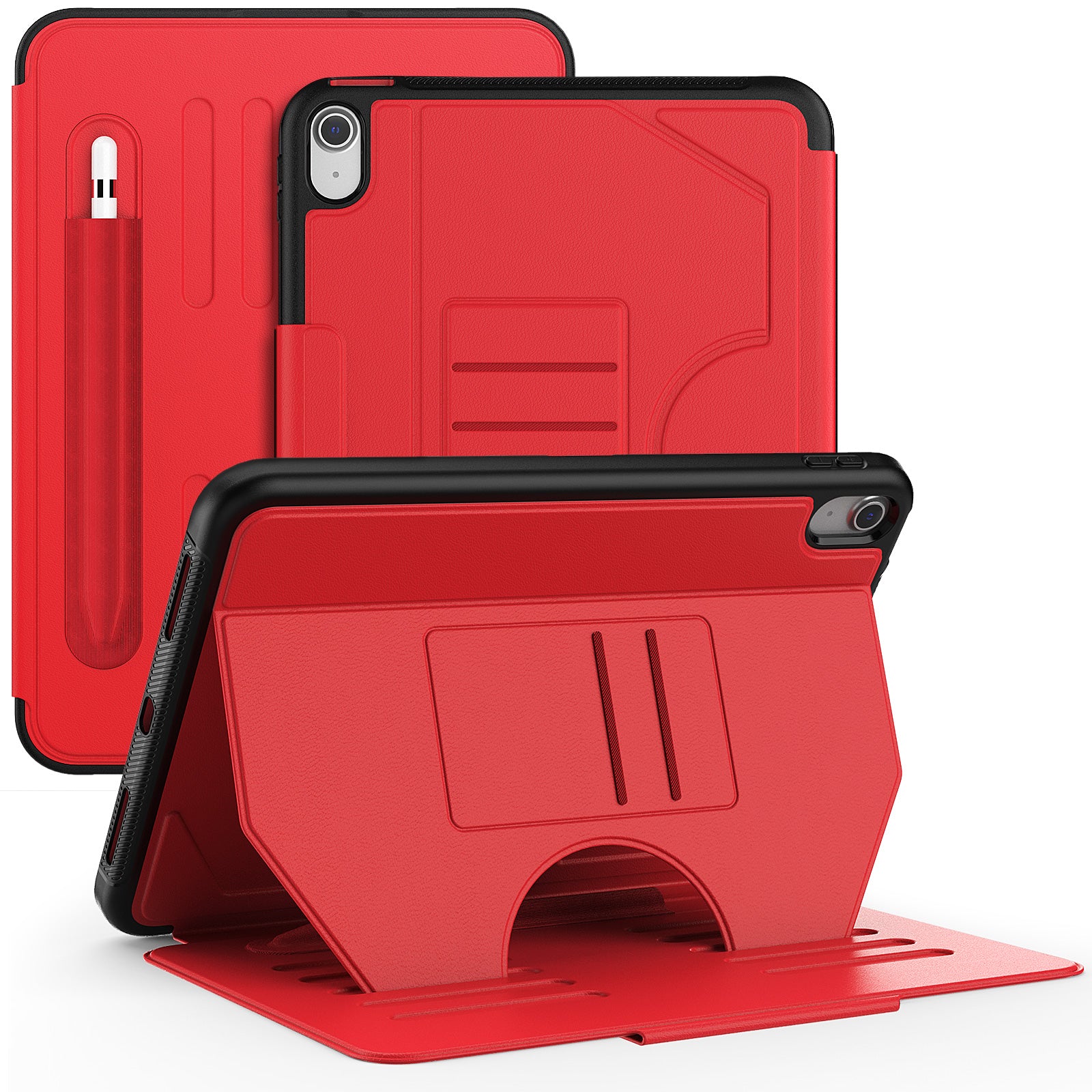 For iPad 10.9 (2022) A2696 Case with Card Holder, 5-Level Adjustable Stand Pen Slot Tablet Flip Cover