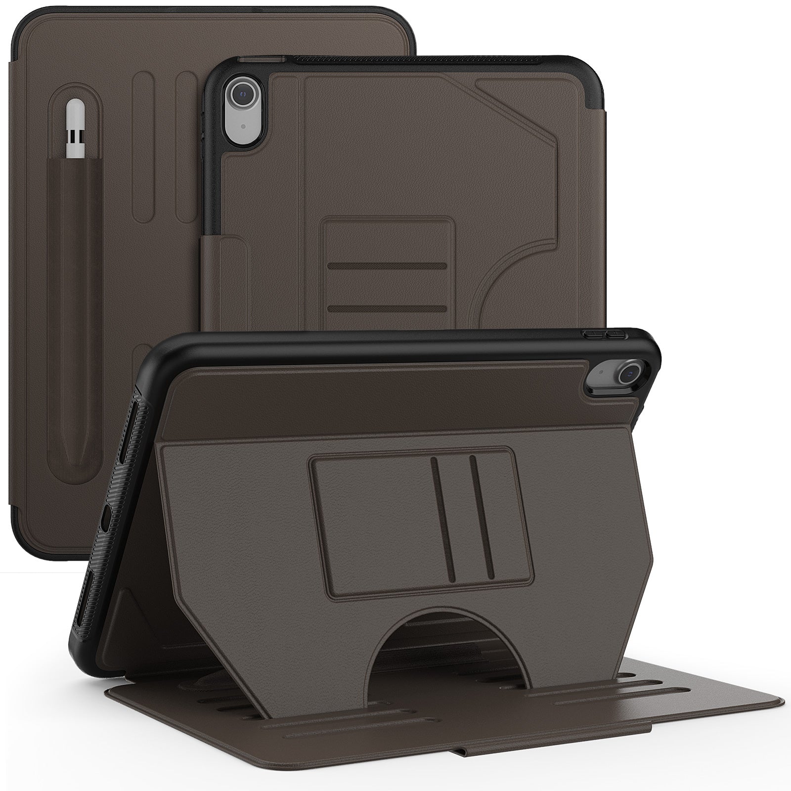 For iPad 10.9 (2022) A2696 Case with Card Holder, 5-Level Adjustable Stand Pen Slot Tablet Flip Cover