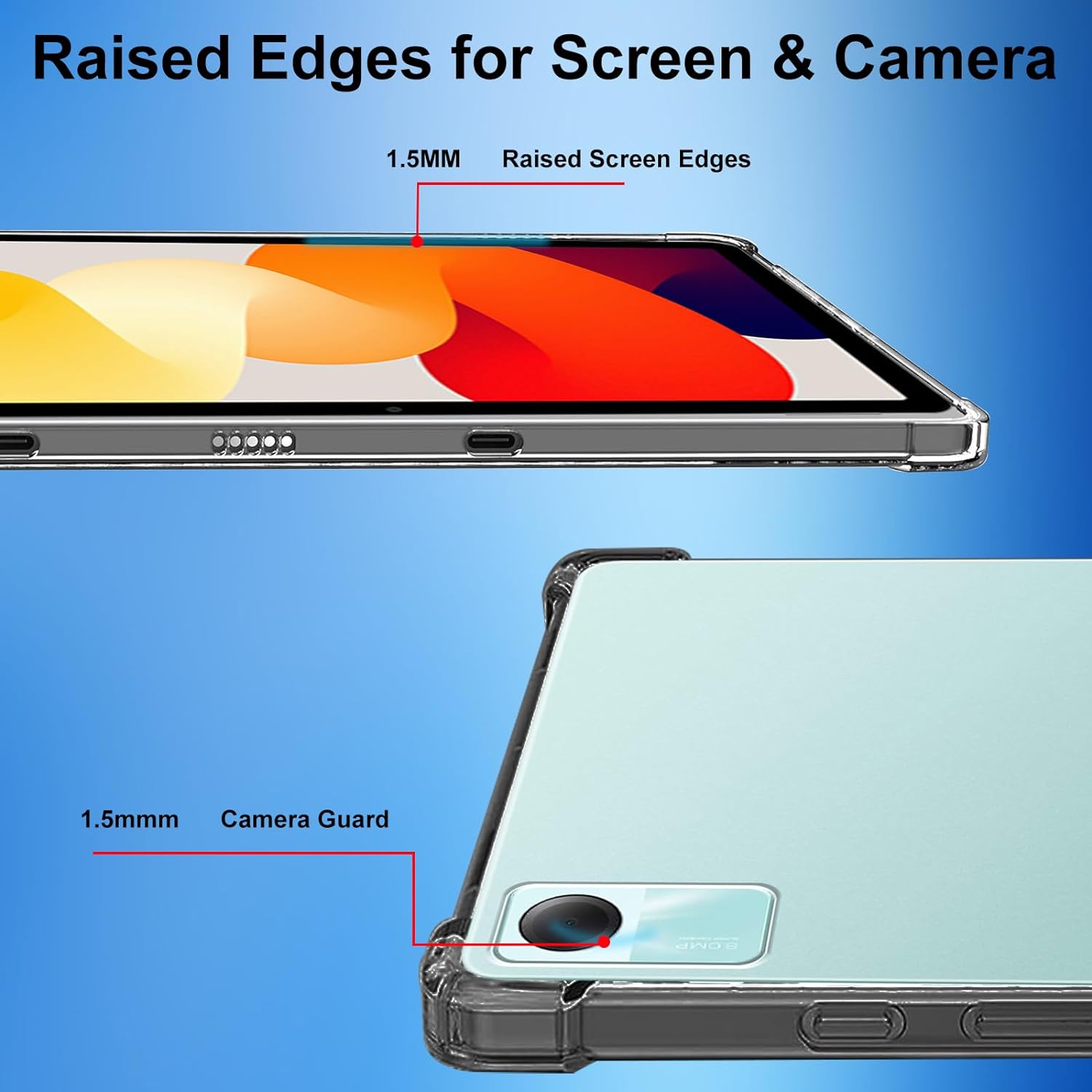 For Xiaomi Redmi Pad SE TPU Case Anti-drop Cover + 2Pcs Tempered Glass Tablet Screen Film