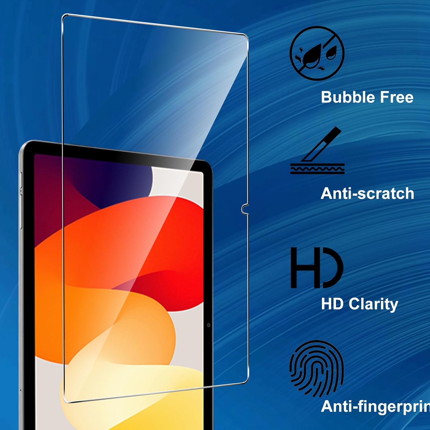 For Xiaomi Redmi Pad SE TPU Case Anti-drop Cover + 2Pcs Tempered Glass Tablet Screen Film