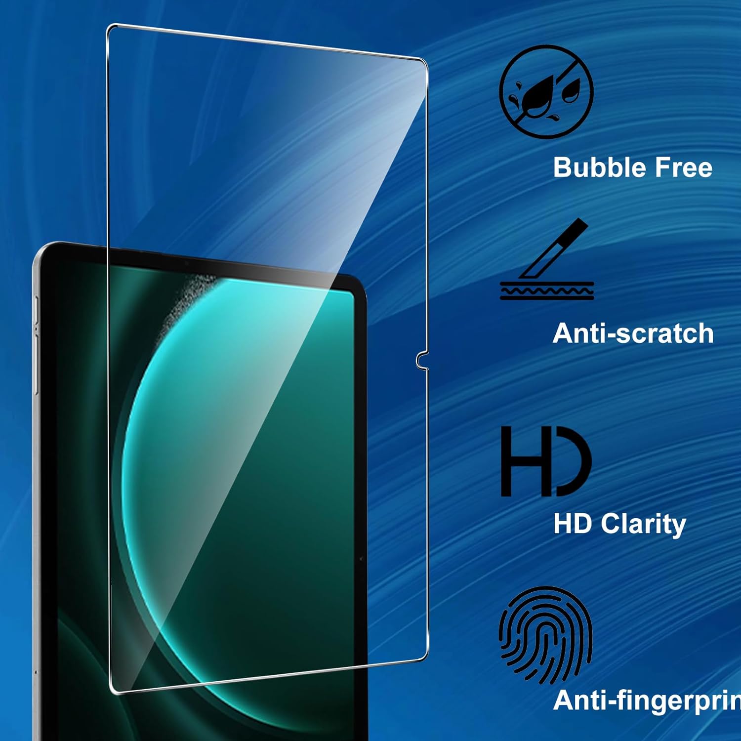 For Samsung Galaxy Tab S9 FE Case Clear TPU Tablet Cover + 2Pcs Tempered Glass Screen Protector