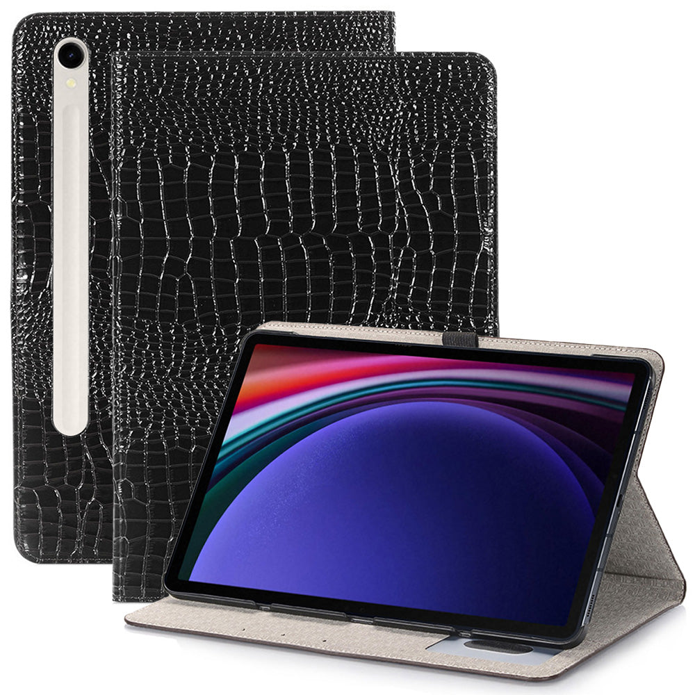 For Samsung Galaxy Tab S9 Case Stand Crocodile Texture PU Leather Folio Cover