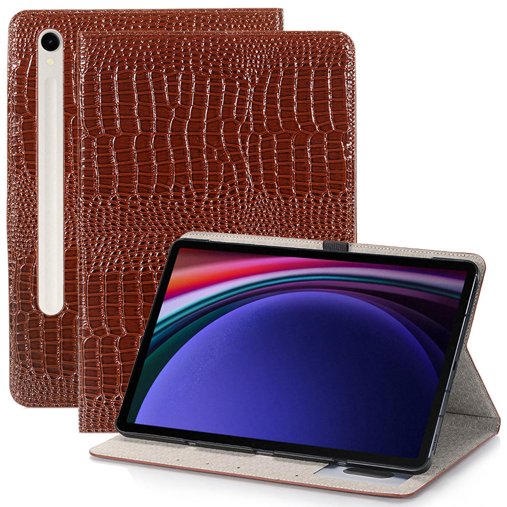 For Samsung Galaxy Tab S9 Case Stand Crocodile Texture PU Leather Folio Cover