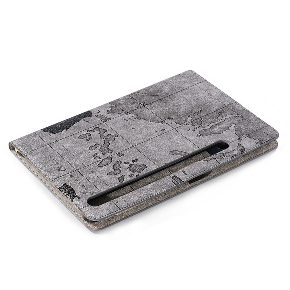 For Samsung Galaxy Tab S9 FE Protective Case Map Pattern PU Leather Tablet Wallet Cover