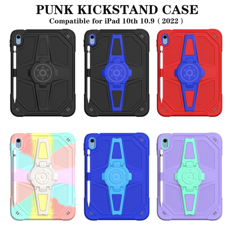 For iPad 10.9 (2022) Kickstand Case PC+Silicone Anti-drop Tablet Cover with Shoulder Strap