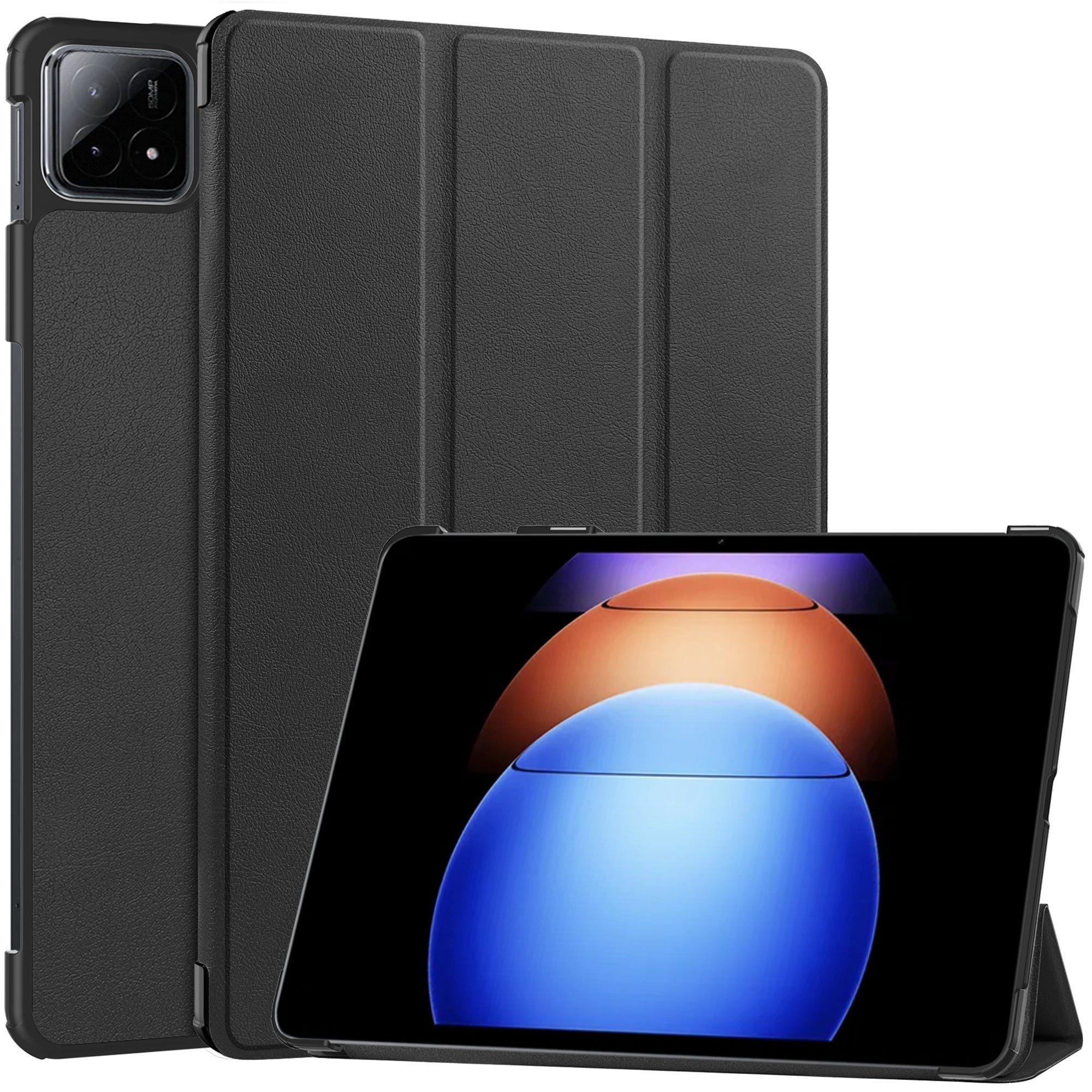 For Xiaomi Pad 6S Pro 12.4 Leather Case Tri-fold Stand Auto Wake / Sleep Smart Shell