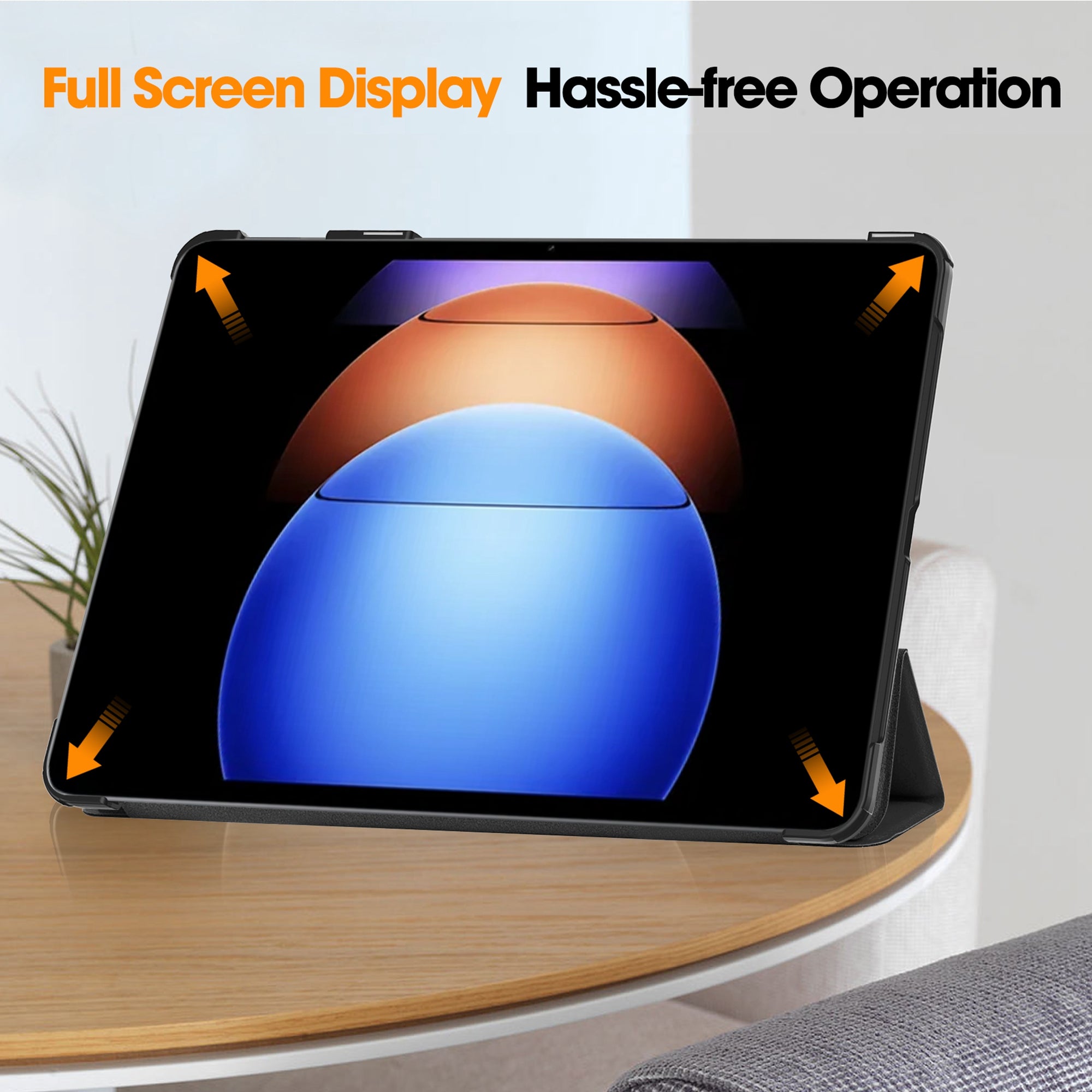 For Xiaomi Pad 6S Pro 12.4 Leather Case Tri-fold Stand Auto Wake / Sleep Smart Shell