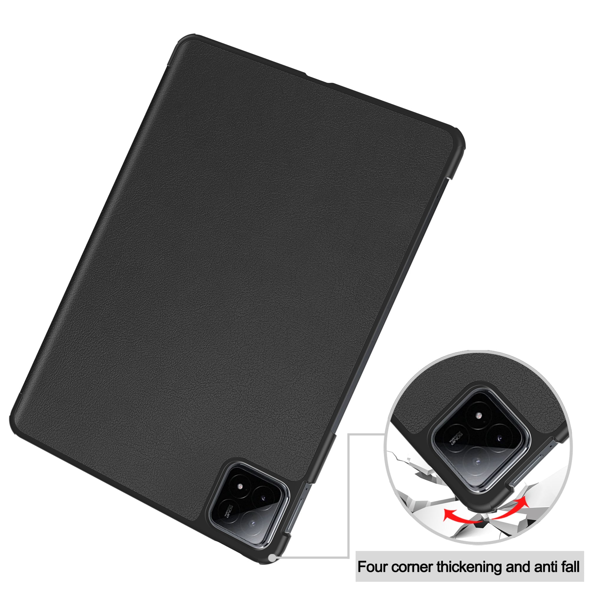 For Xiaomi Pad 6S Pro 12.4 Leather Case Tri-fold Stand Auto Wake / Sleep Smart Shell