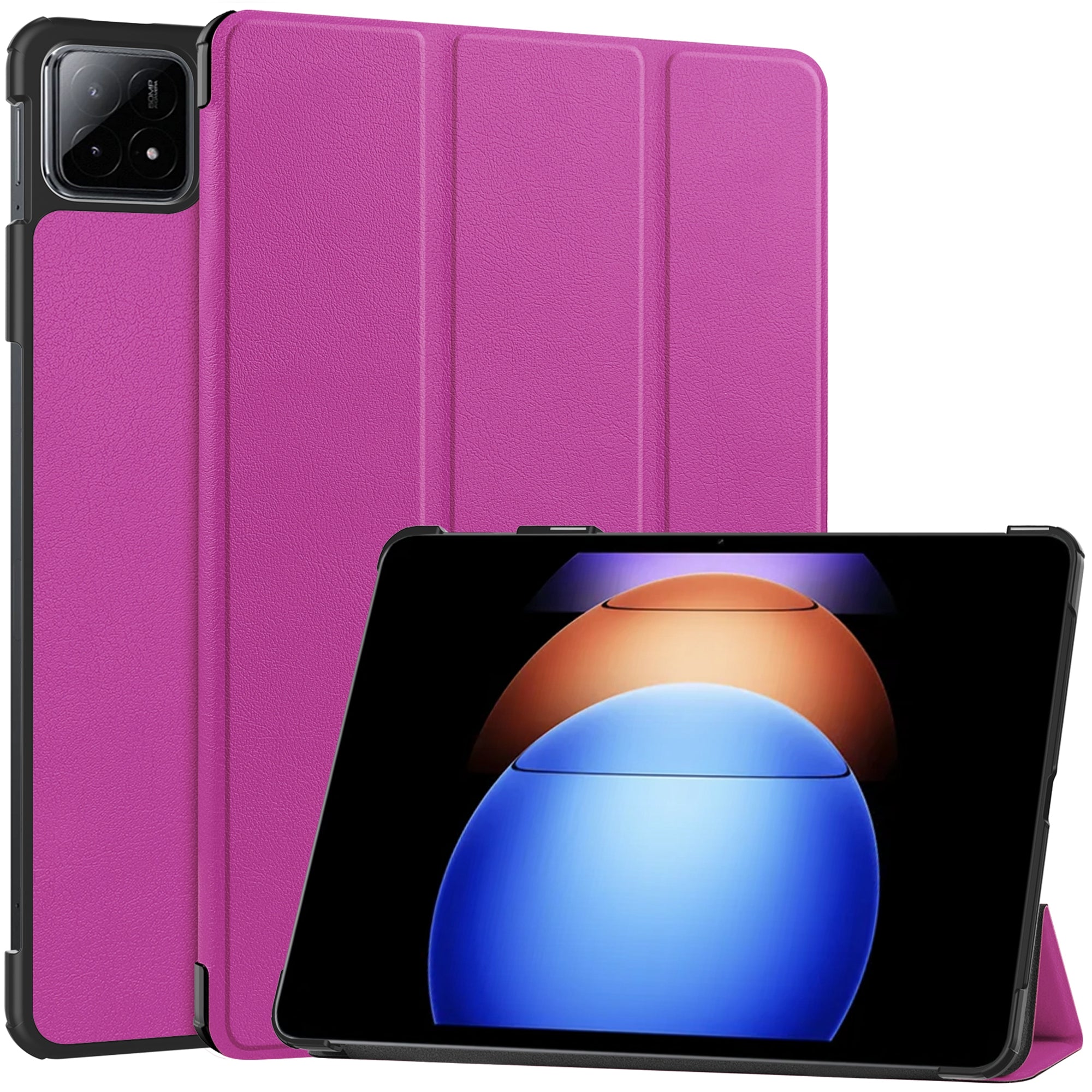 For Xiaomi Pad 6S Pro 12.4 Leather Case Tri-fold Stand Auto Wake / Sleep Smart Shell