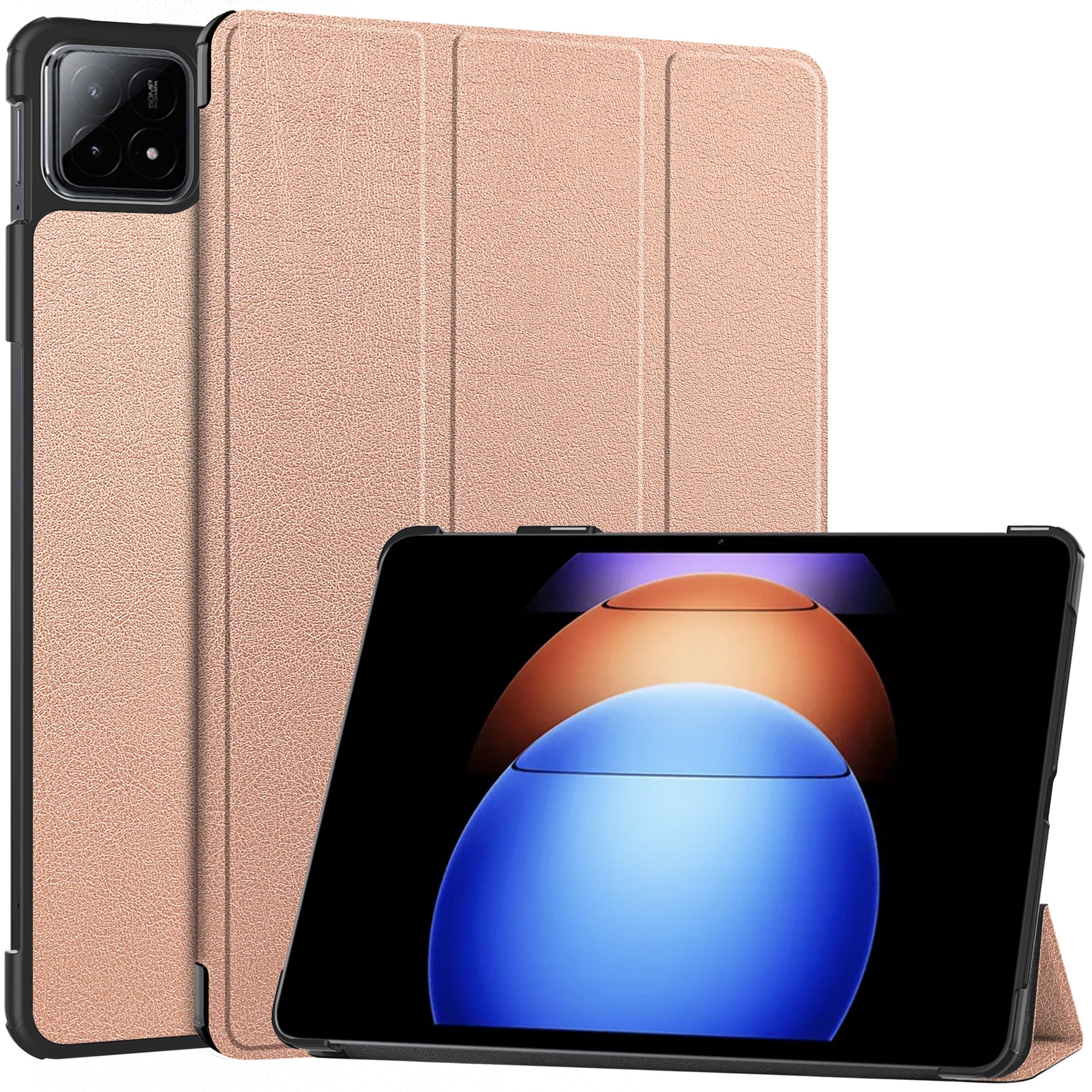 For Xiaomi Pad 6S Pro 12.4 Leather Case Tri-fold Stand Auto Wake / Sleep Smart Shell