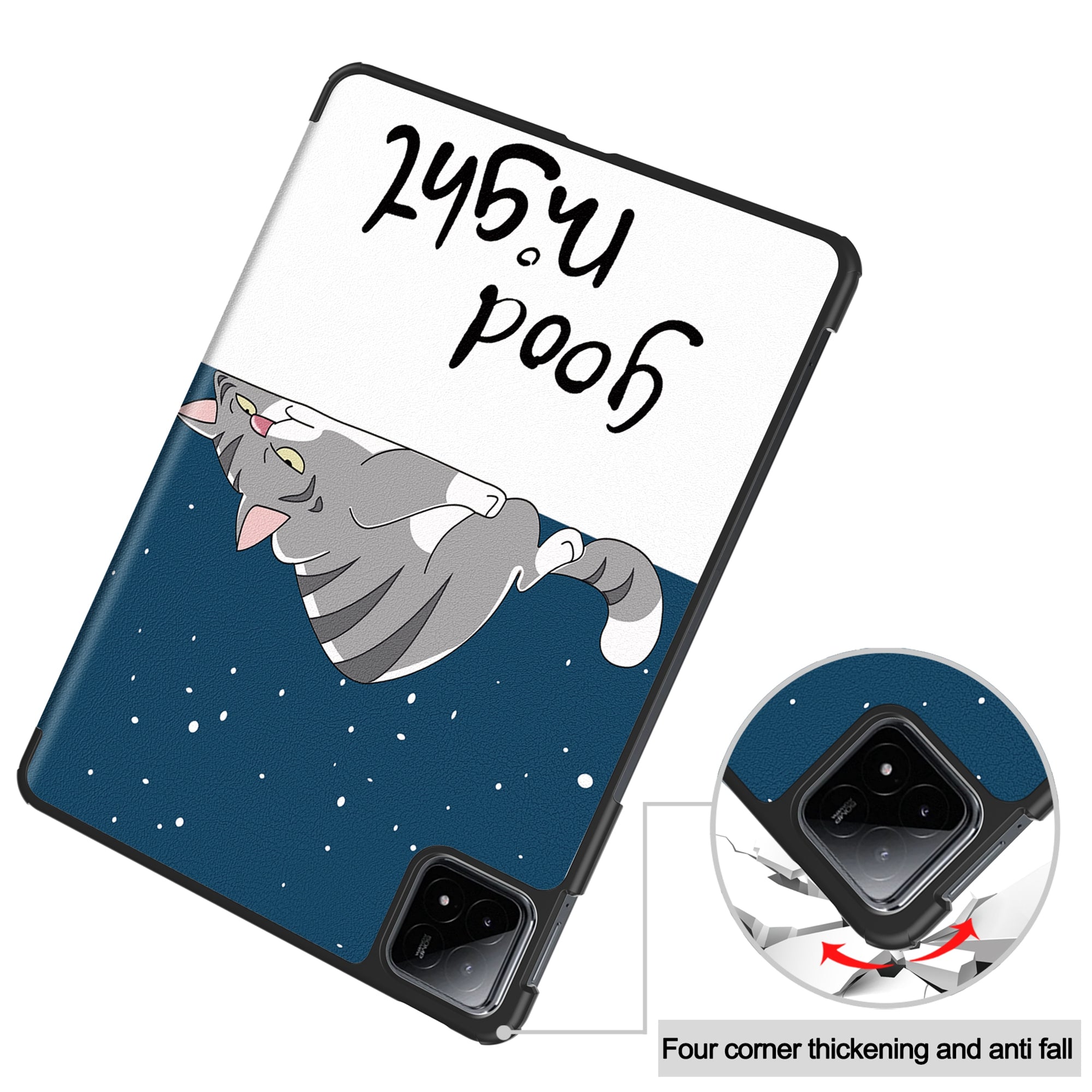 For Xiaomi Pad 6S Pro 12.4 Leather Case Trifold Stand Pattern Printing Tablet Cover