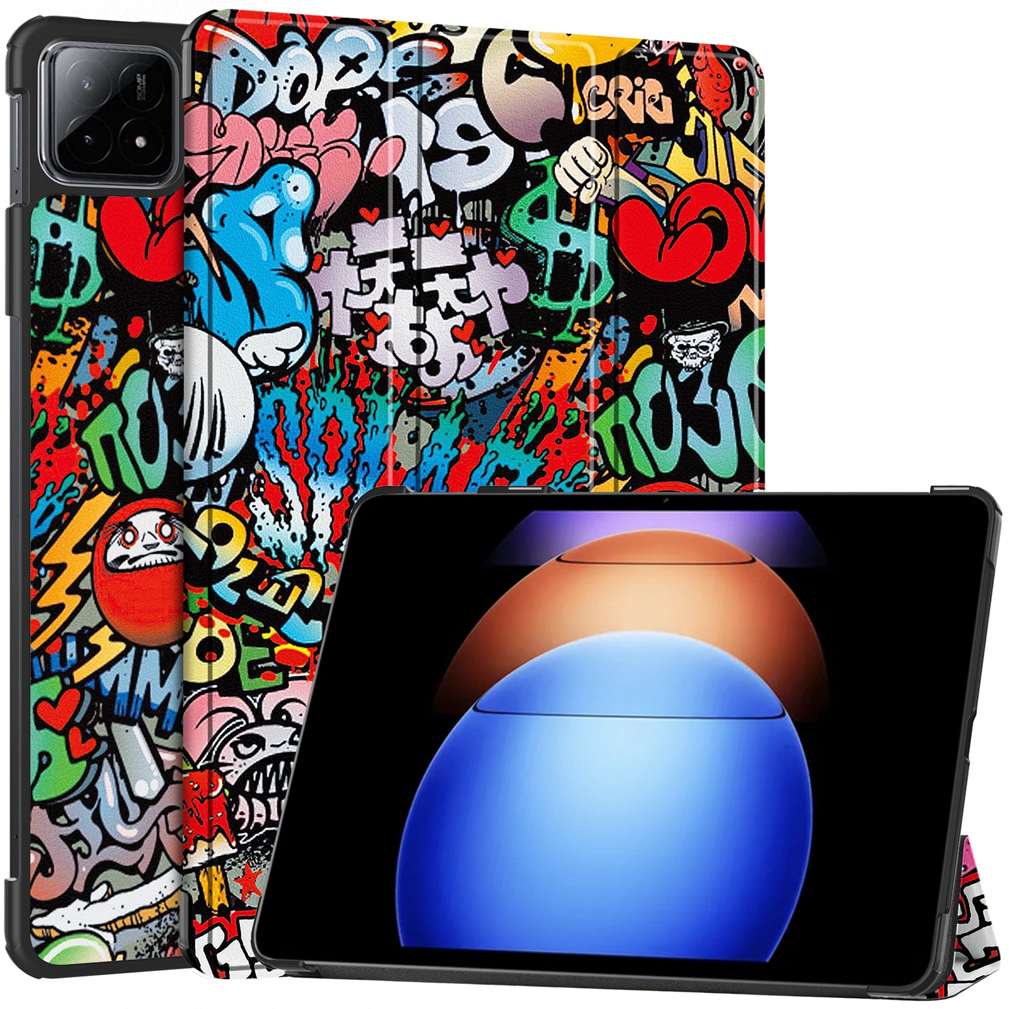 For Xiaomi Pad 6S Pro 12.4 Leather Case Trifold Stand Pattern Printing Tablet Cover
