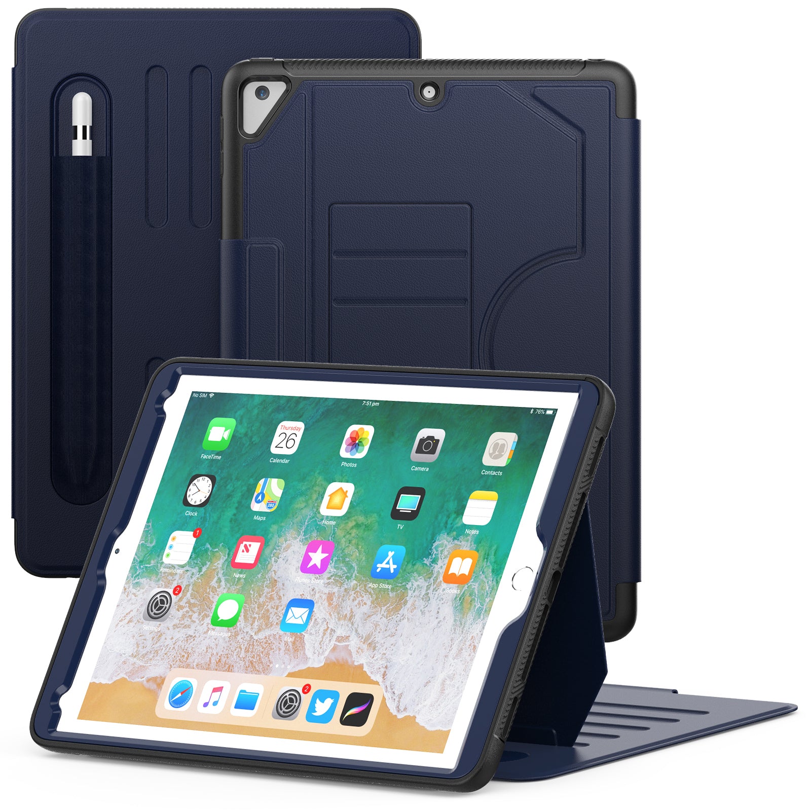 For iPad 9.7-inch (2018) / (2017) / iPad Pro 9.7 inch (2016) / iPad Air 2 Case Leather Auto Wake Sleep Tablet Cover