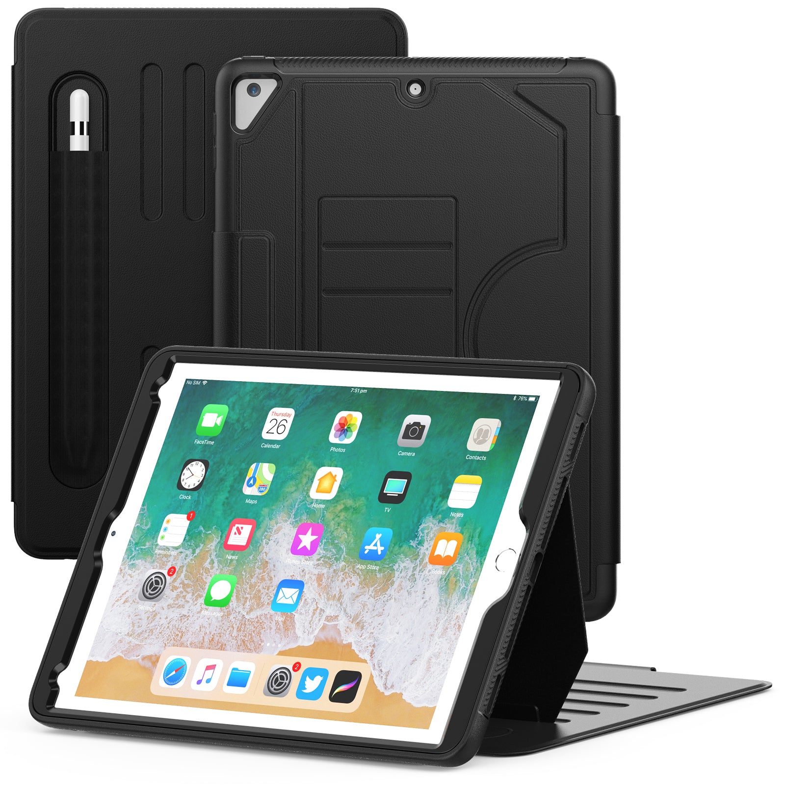 For iPad 9.7-inch (2018) / (2017) / iPad Pro 9.7 inch (2016) / iPad Air 2 Case Leather Auto Wake Sleep Tablet Cover