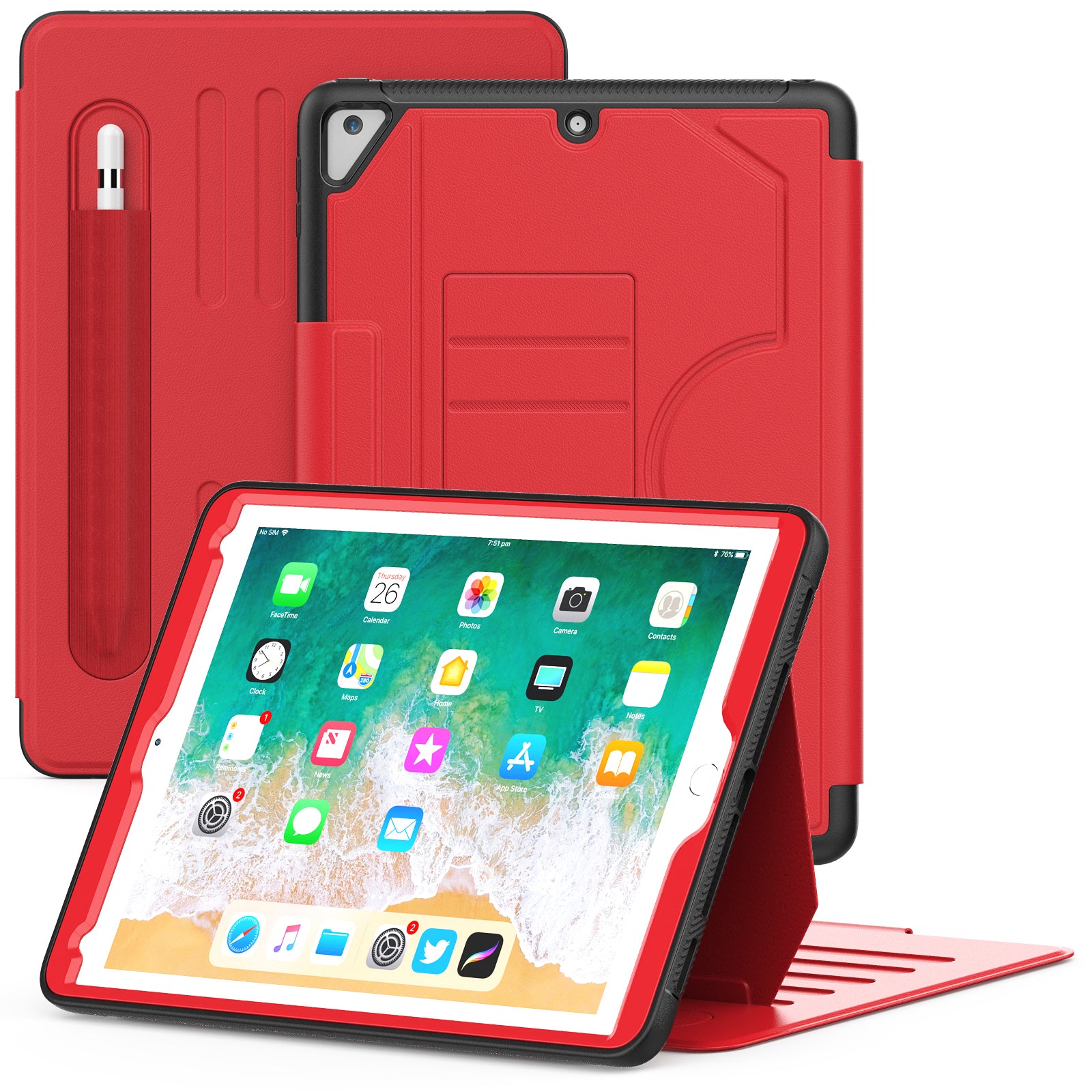 For iPad 9.7-inch (2018) / (2017) / iPad Pro 9.7 inch (2016) / iPad Air 2 Case Leather Auto Wake Sleep Tablet Cover