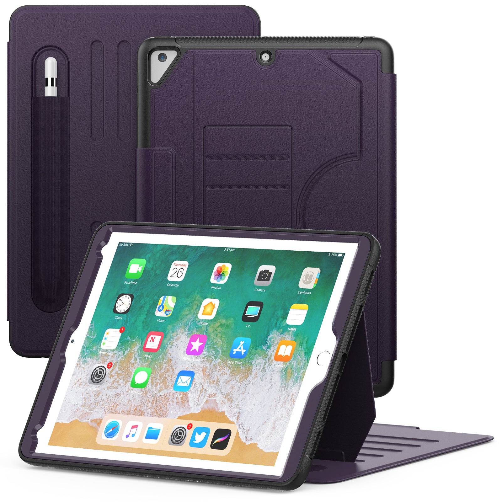 For iPad 9.7-inch (2018) / (2017) / iPad Pro 9.7 inch (2016) / iPad Air 2 Case Leather Auto Wake Sleep Tablet Cover