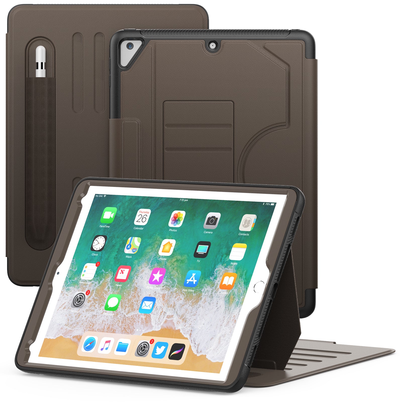 For iPad 9.7-inch (2018) / (2017) / iPad Pro 9.7 inch (2016) / iPad Air 2 Case Leather Auto Wake Sleep Tablet Cover