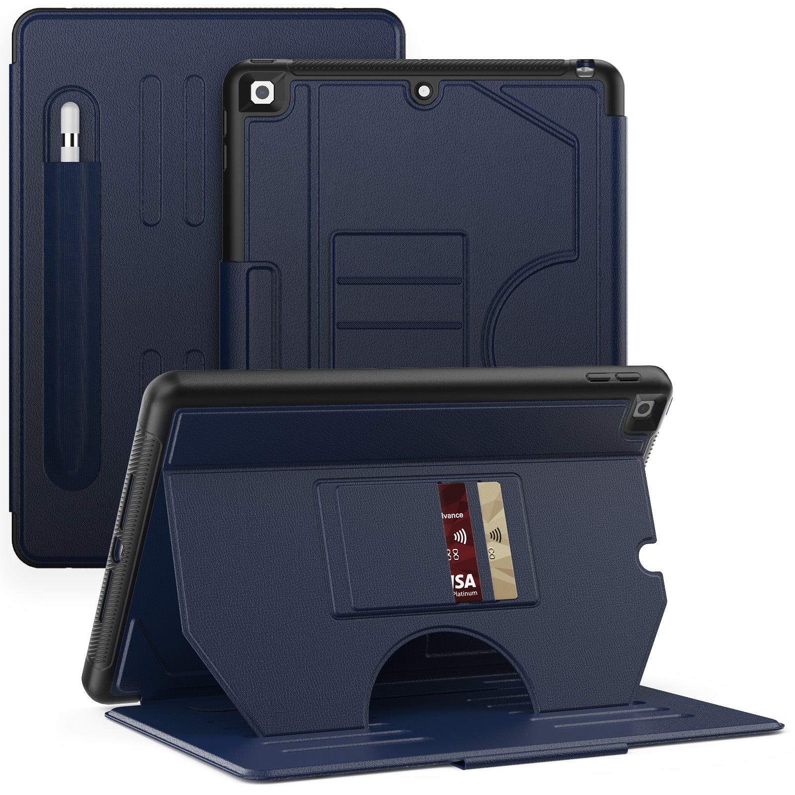 For iPad 10.2 (2021) / 10.2 (2019) / 10.2 (2020) Case Shockproof Card Holder Flip Tablet Cover with Pen Slot