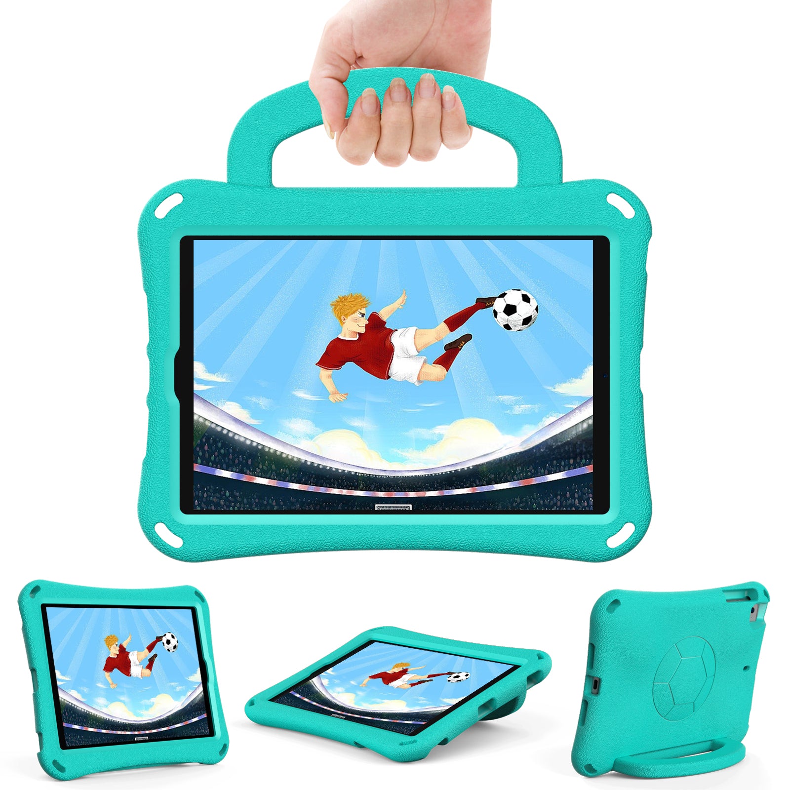 For iPad Mini / Mini 2 / mini 3 / mini 4 / mini (2019) 7.9 inch Kickstand Case Soccer-Pattern EVA Tablet Hard Cover