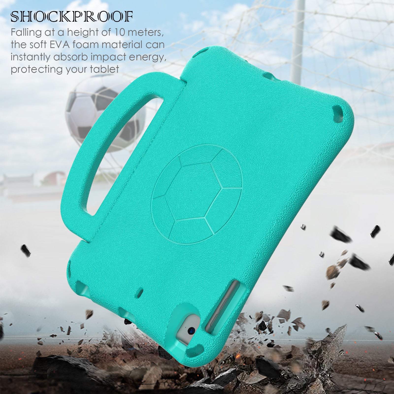 For iPad Mini / Mini 2 / mini 3 / mini 4 / mini (2019) 7.9 inch Kickstand Case Soccer-Pattern EVA Tablet Hard Cover
