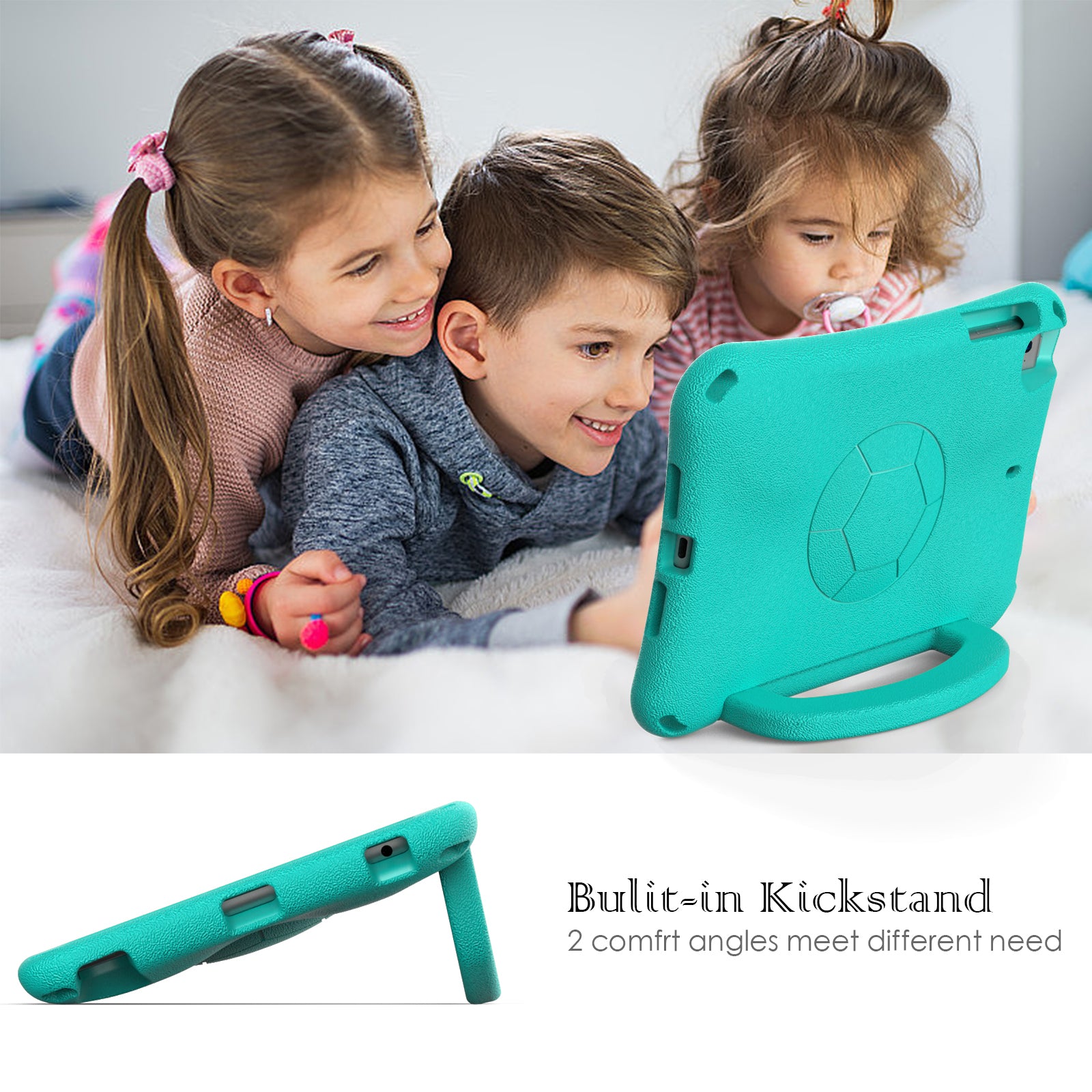 For iPad Mini / Mini 2 / mini 3 / mini 4 / mini (2019) 7.9 inch Kickstand Case Soccer-Pattern EVA Tablet Hard Cover