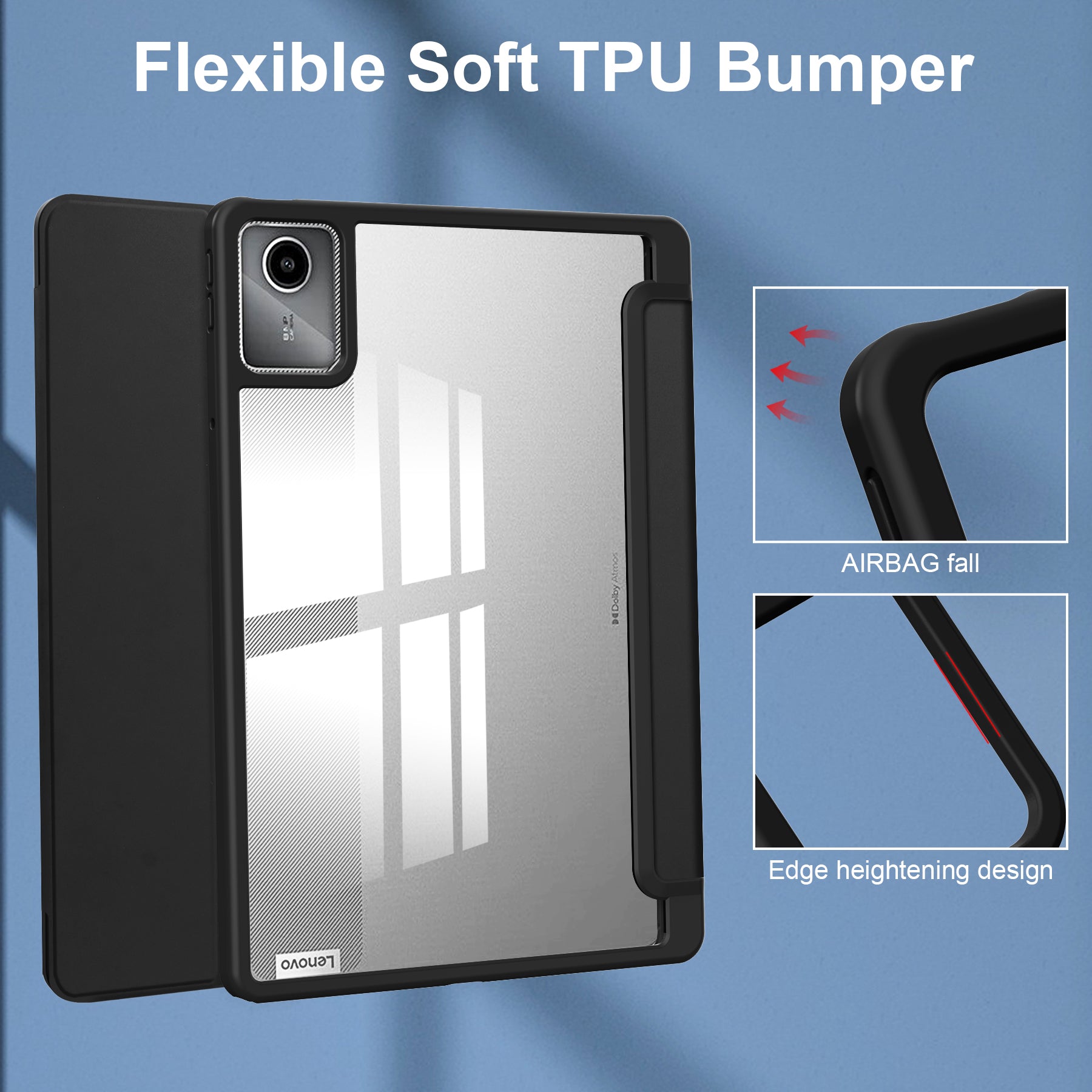 For Lenovo Tab M11 / Xiaoxin Pad 11 2024 Case Anti-Scratch PU+TPU+Acrylic Tablet Cover with Pen Slot