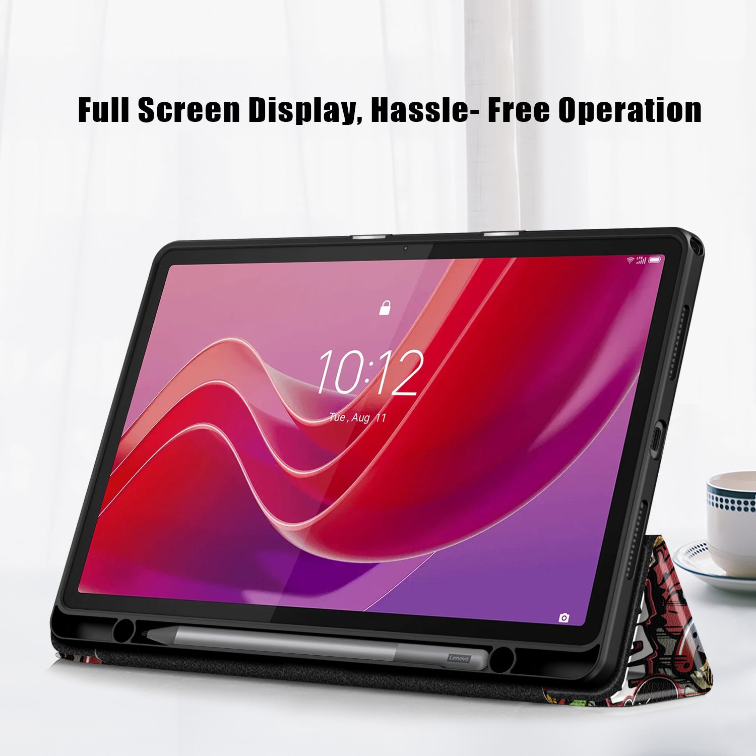 For Lenovo Tab M11 / Xiaoxin Pad 11 2024 330 Case Full-Body Tri-fold Stand Pattern Tablet Smart Cover