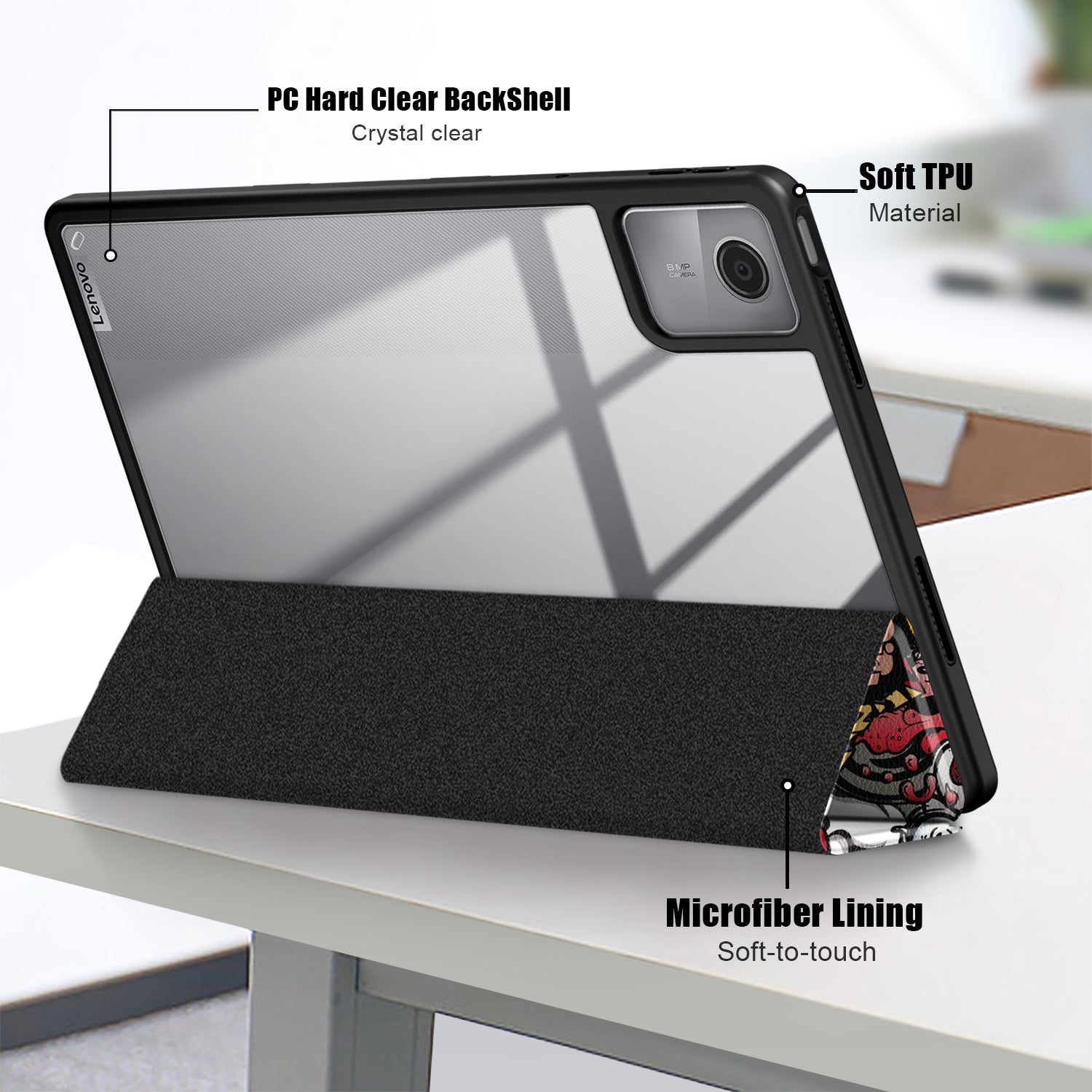 For Lenovo Tab M11 / Xiaoxin Pad 11 2024 330 Case Full-Body Tri-fold Stand Pattern Tablet Smart Cover