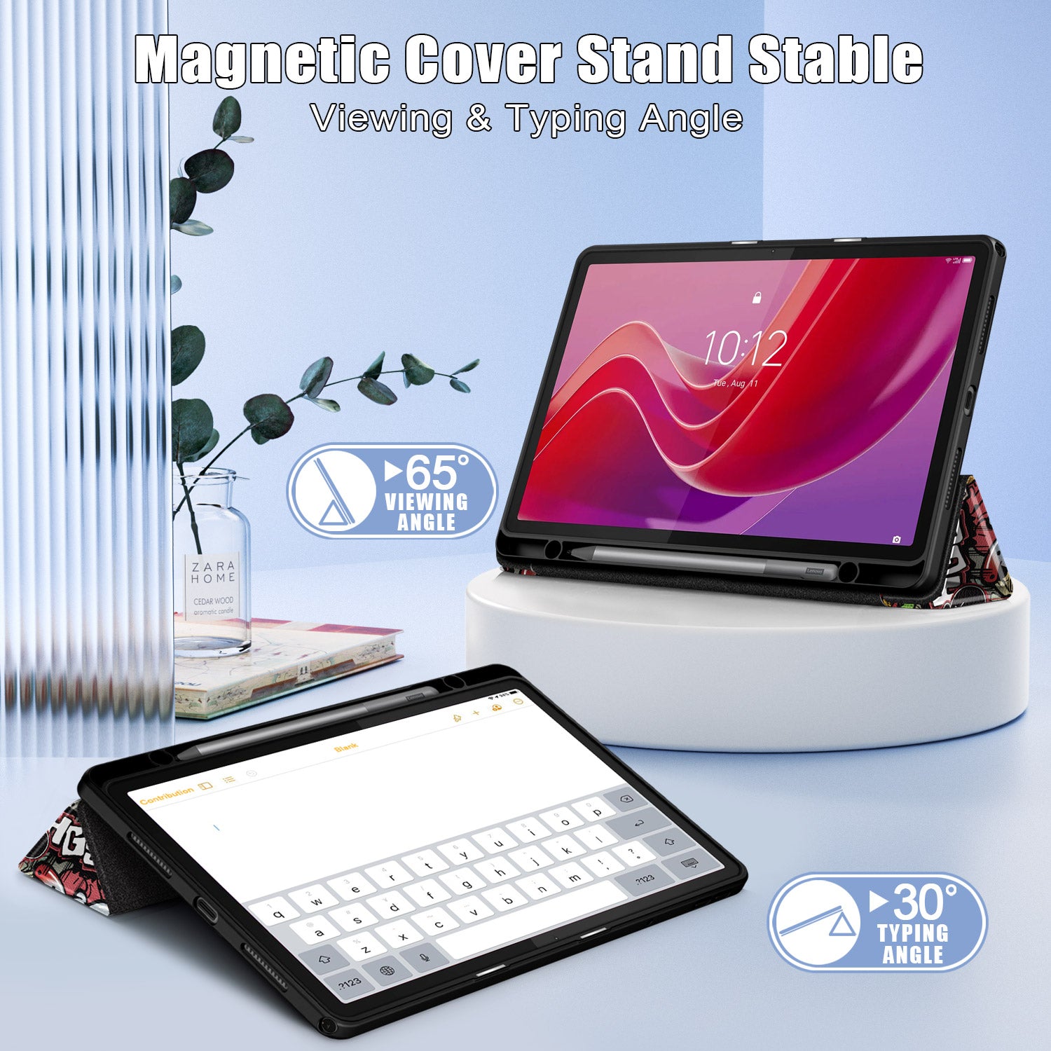 For Lenovo Tab M11 / Xiaoxin Pad 11 2024 330 Case Full-Body Tri-fold Stand Pattern Tablet Smart Cover