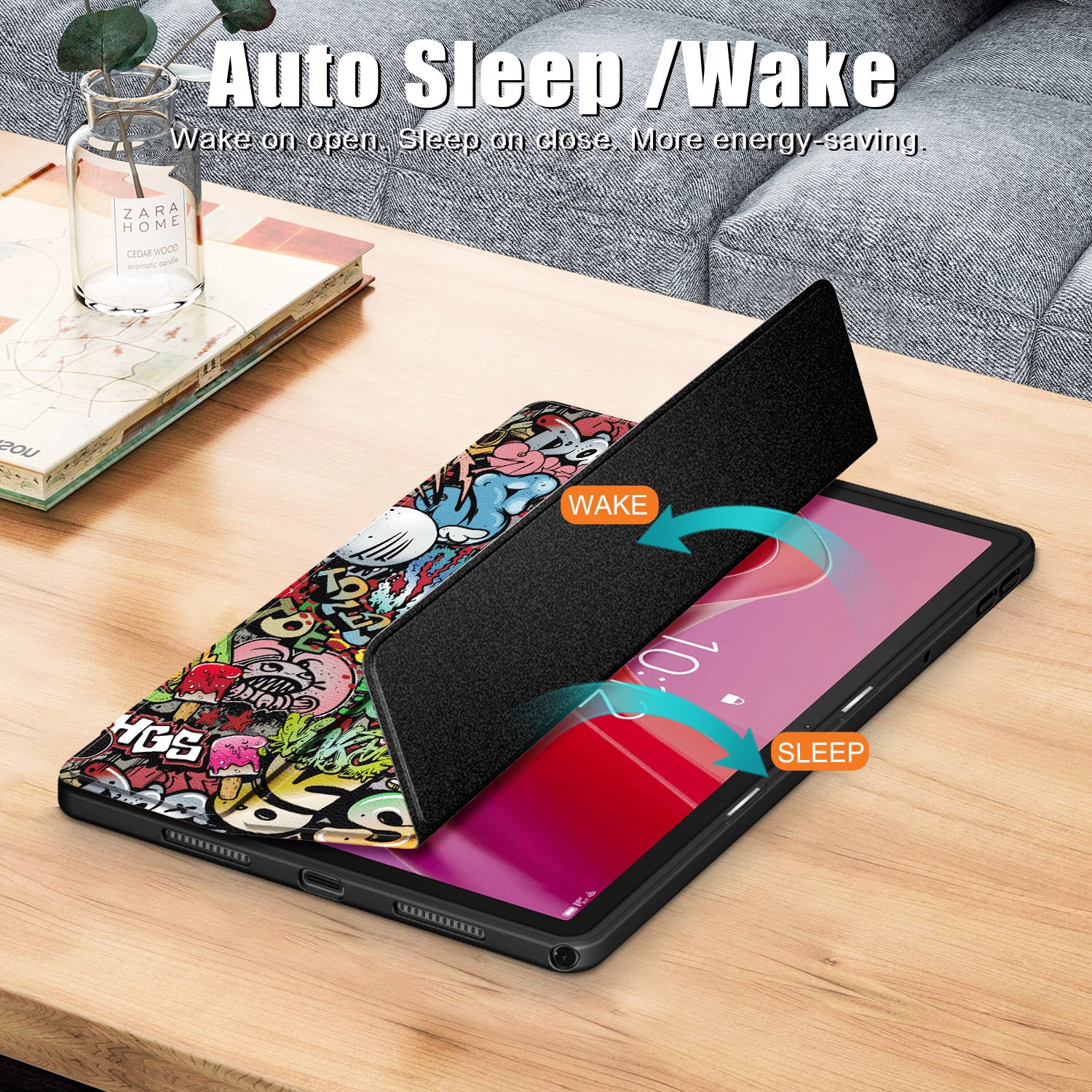 For Lenovo Tab M11 / Xiaoxin Pad 11 2024 330 Case Full-Body Tri-fold Stand Pattern Tablet Smart Cover