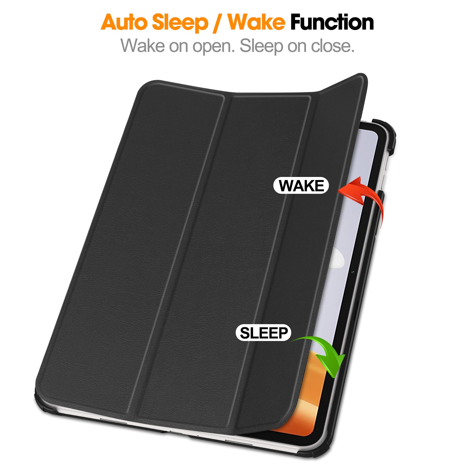 For Oppo Pad Air 2 Case PC+Leather Auto Wake Sleep Protective Shell with Tri-fold Stand