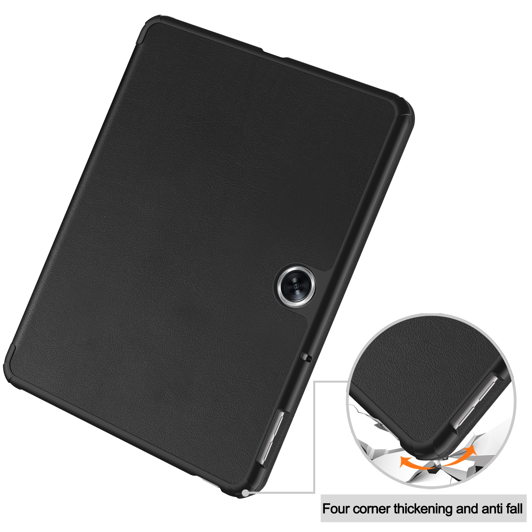For Oppo Pad Air 2 Case PC+Leather Auto Wake Sleep Protective Shell with Tri-fold Stand
