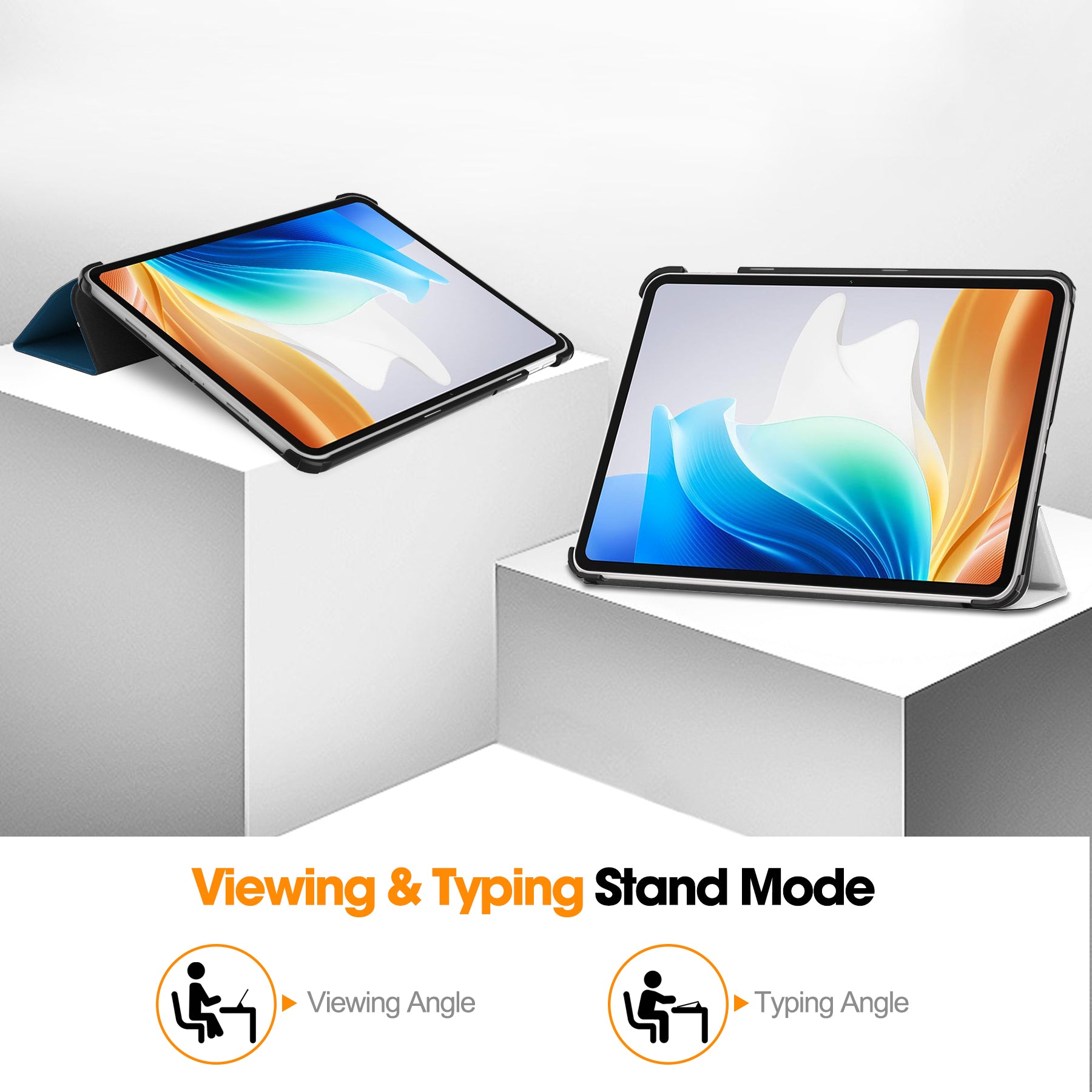 For Oppo Pad Air 2 Tablet Case Trifold Stand Pattern Printing Drop-proof Cover