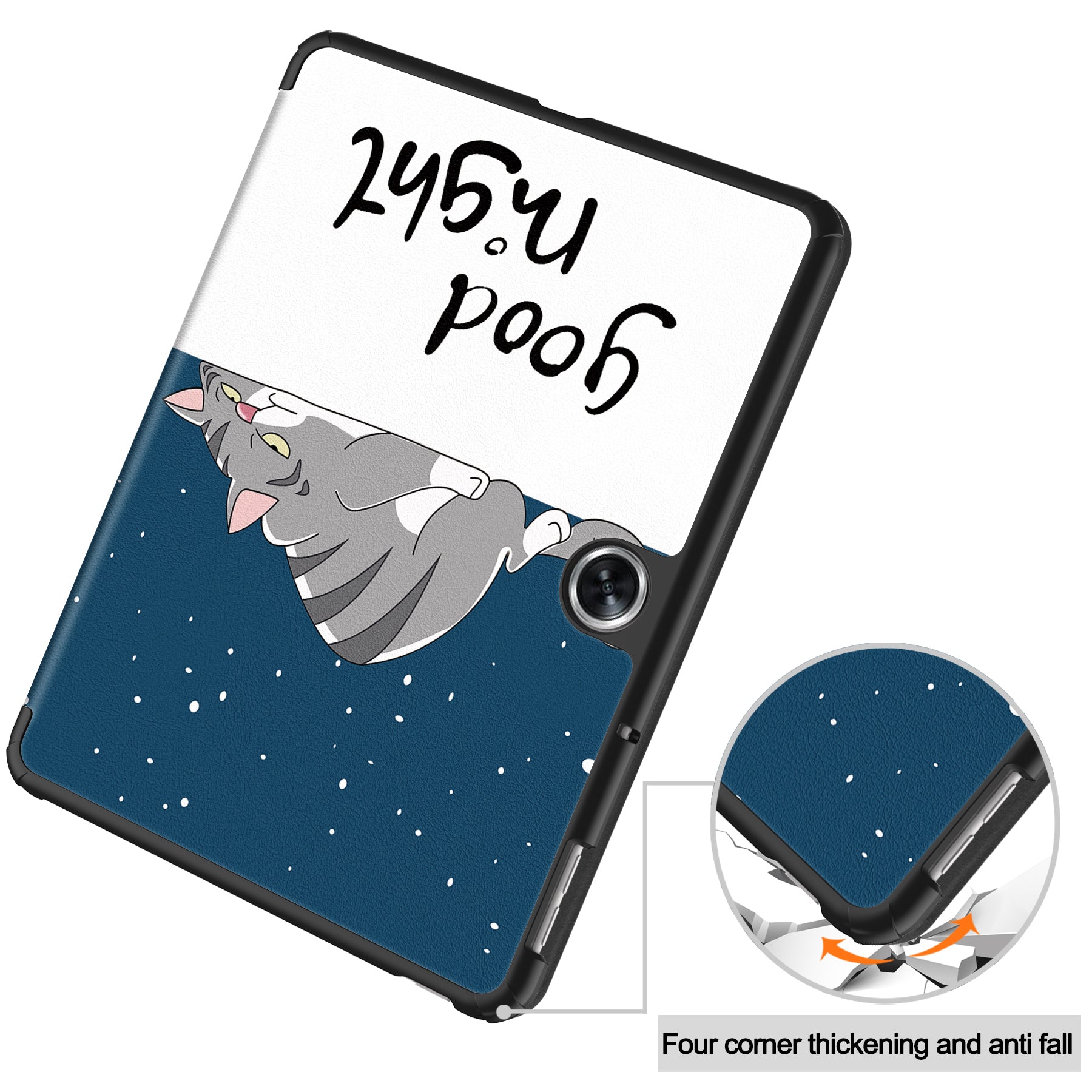 For Oppo Pad Air 2 Tablet Case Trifold Stand Pattern Printing Drop-proof Cover