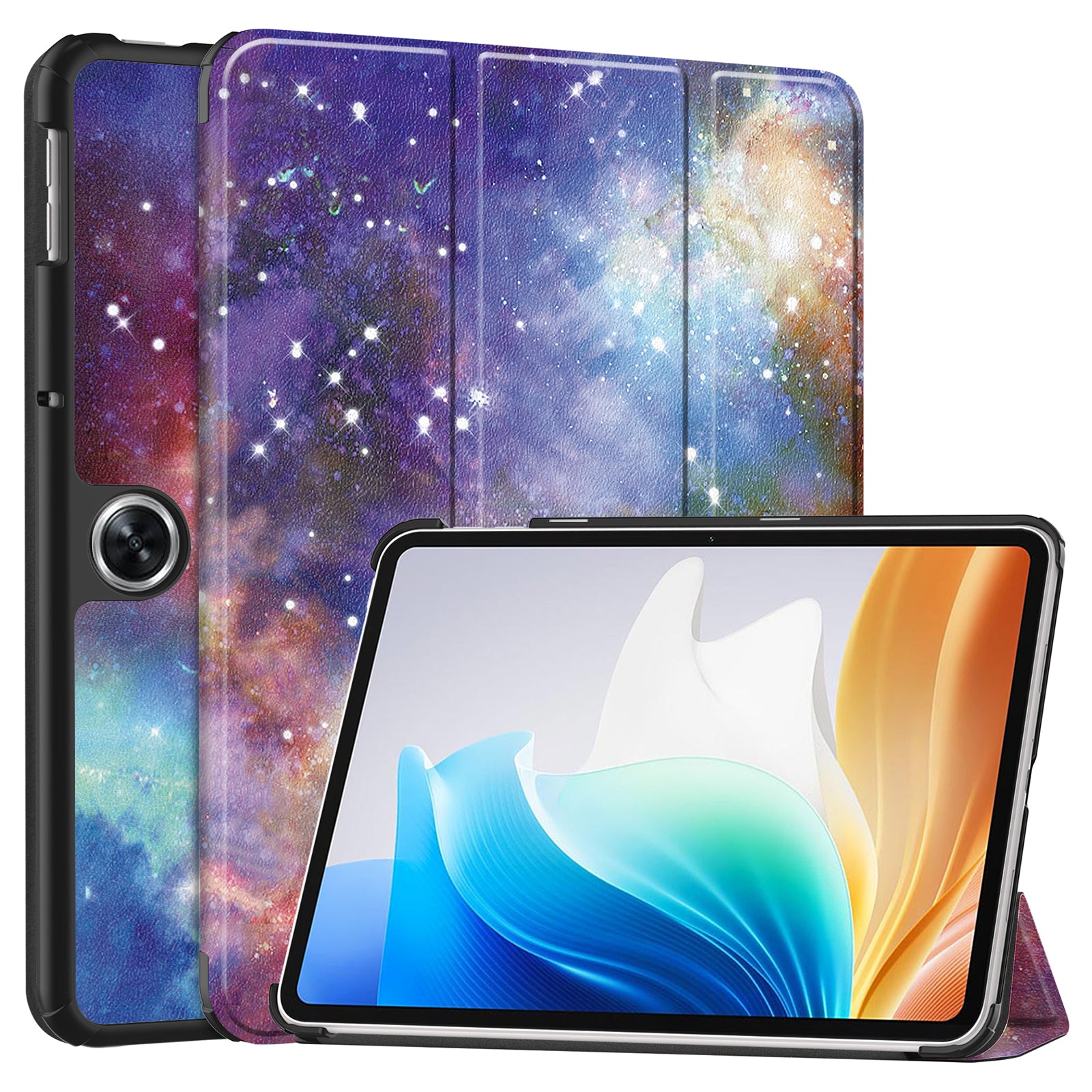 For Oppo Pad Air 2 Tablet Case Trifold Stand Pattern Printing Drop-proof Cover