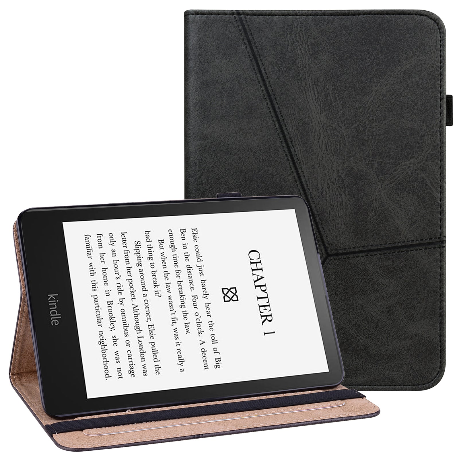 For Amazon Kindle Paperwhite (2024) Case PU Leather Line Imprinted Cover with Elastic Band