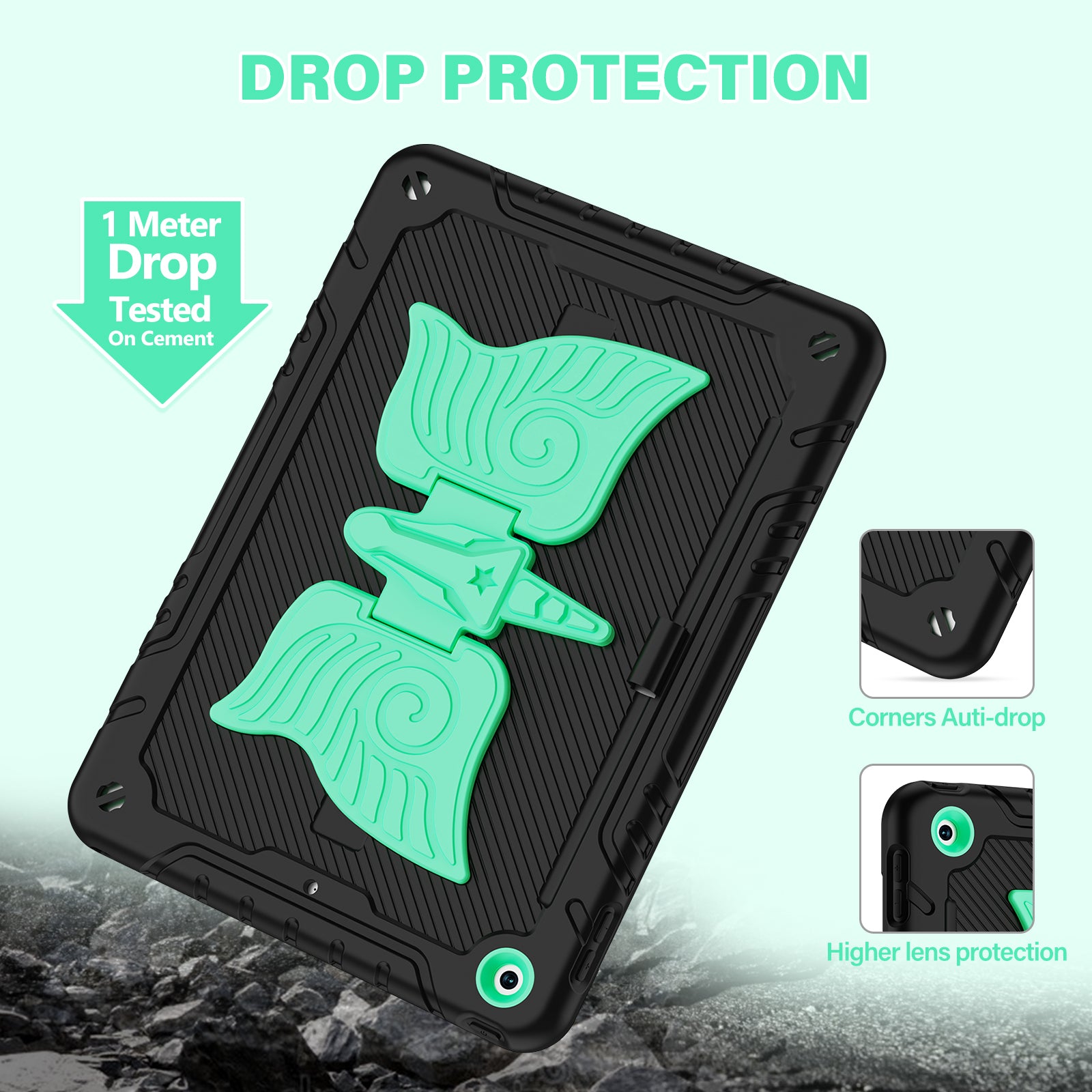 For iPad 10.2 (2021) / 10.2 (2019) / 10.2 (2020) Case Silicone+PC Unicorn Kickstand Tablet Cover with Shoulder Strap
