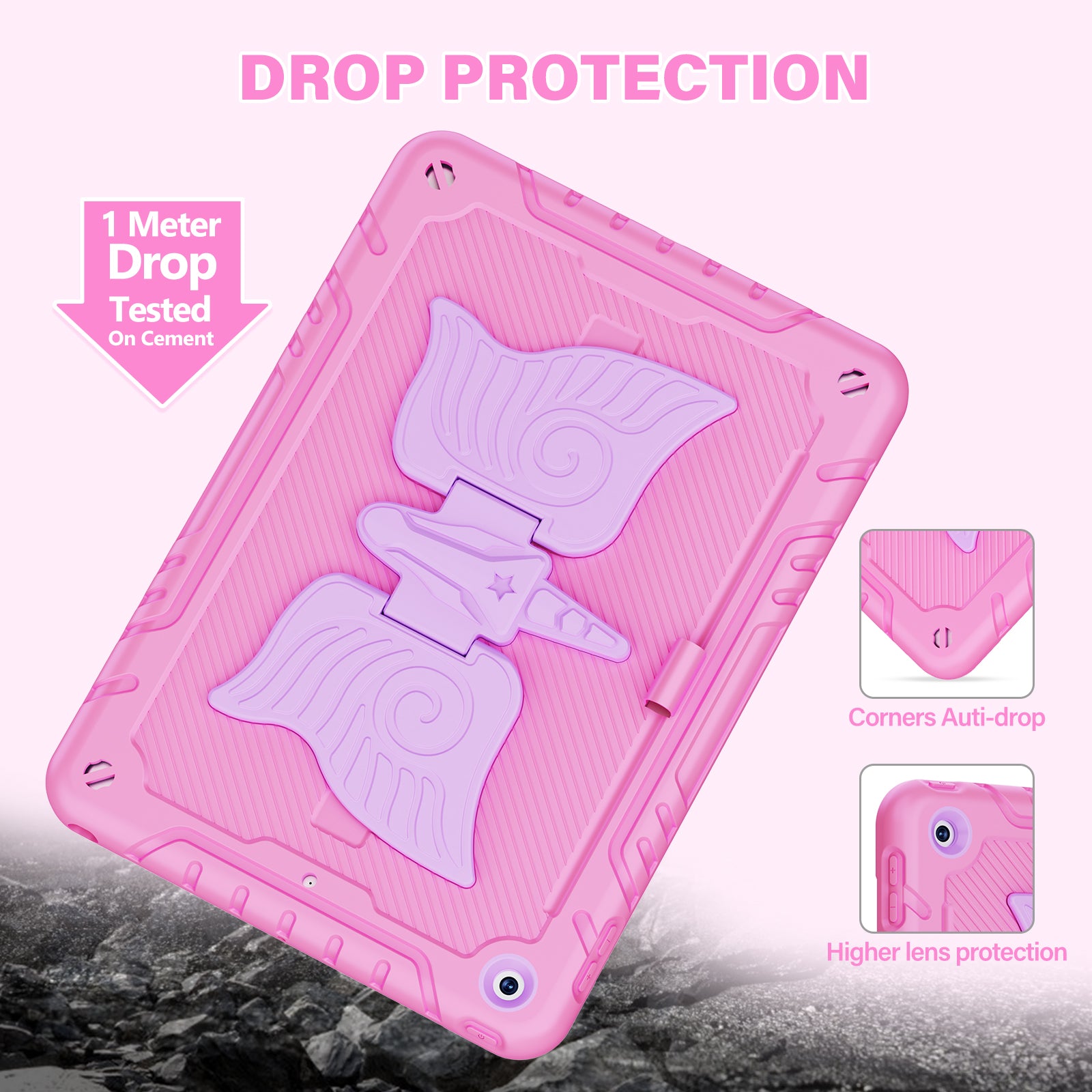 For iPad 10.2 (2021) / 10.2 (2019) / 10.2 (2020) Case Silicone+PC Drop-resistant Tablet Cover with Unicorn Kickstand