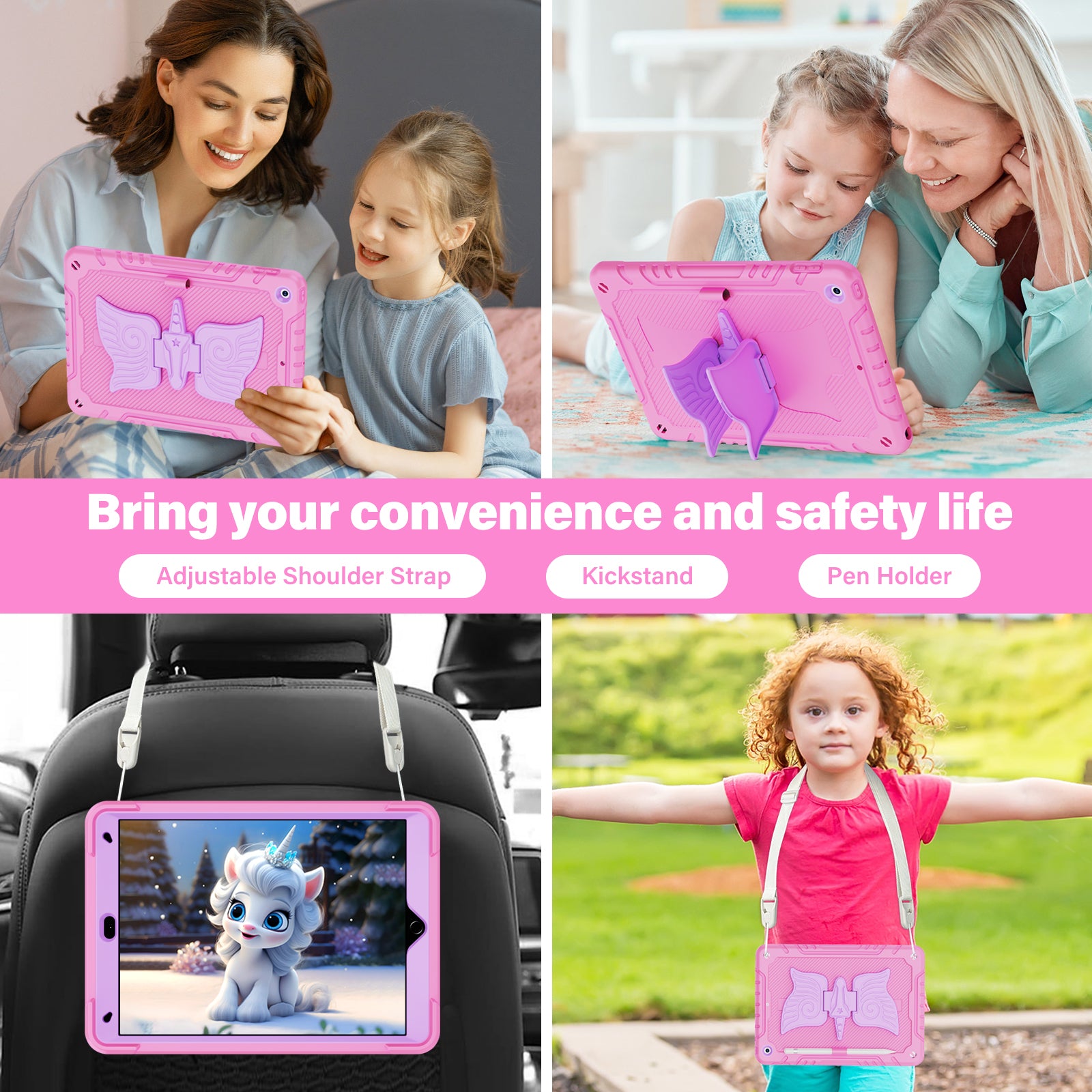 For iPad 10.2 (2021) / 10.2 (2019) / 10.2 (2020) Case Silicone+PC Drop-resistant Tablet Cover with Unicorn Kickstand