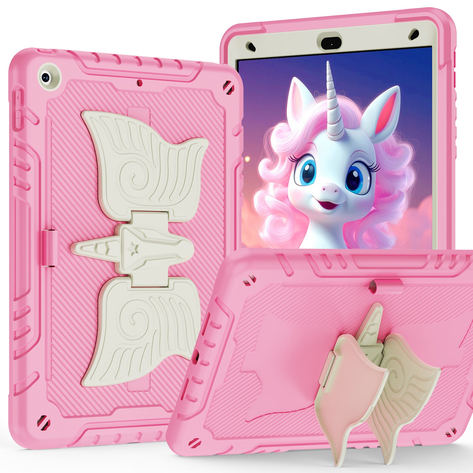 For iPad 10.2 (2021) / 10.2 (2019) / 10.2 (2020) Case Silicone+PC Drop-resistant Tablet Cover with Unicorn Kickstand