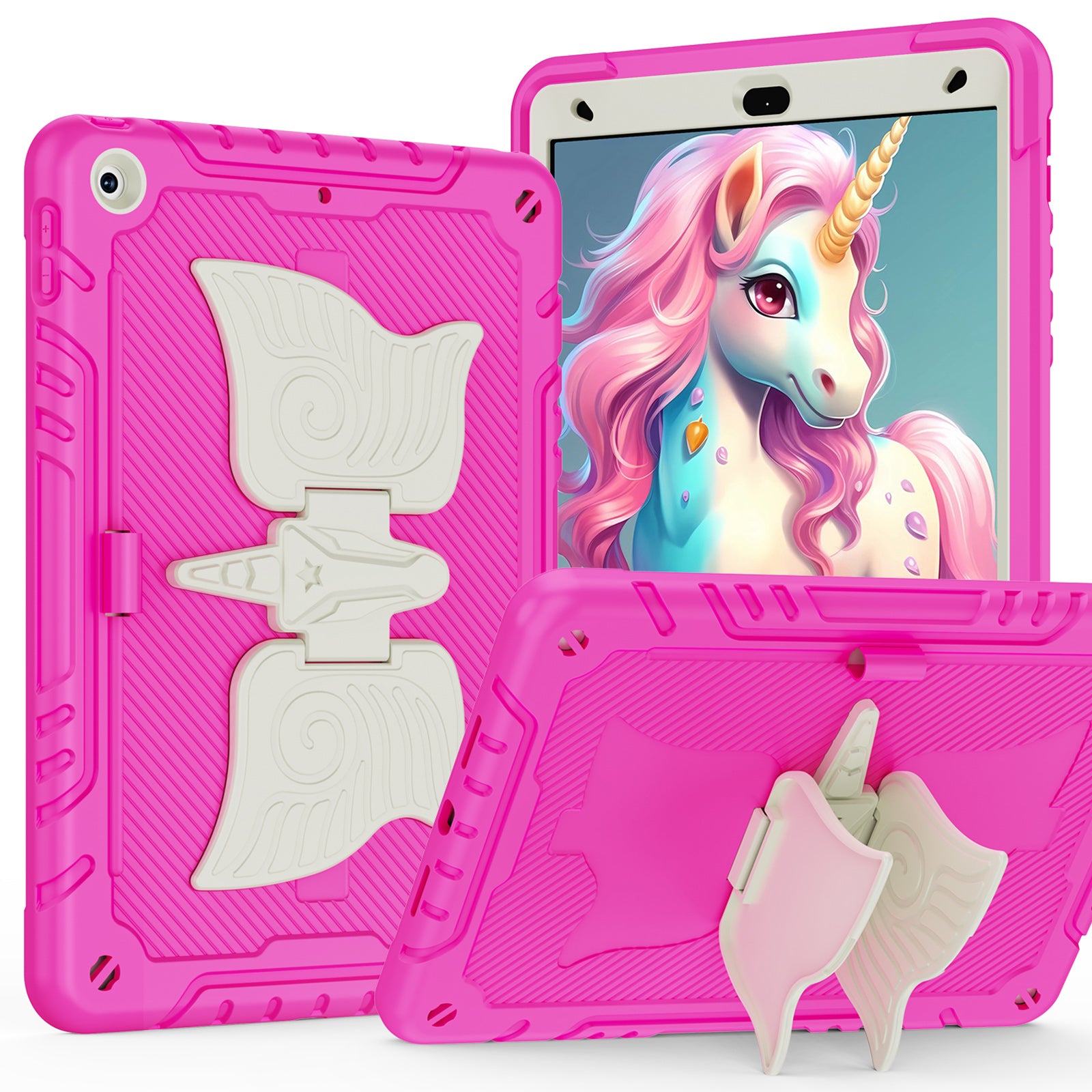 For iPad 10.2 (2021) / 10.2 (2019) / 10.2 (2020) Case Silicone+PC Drop-resistant Tablet Cover with Unicorn Kickstand