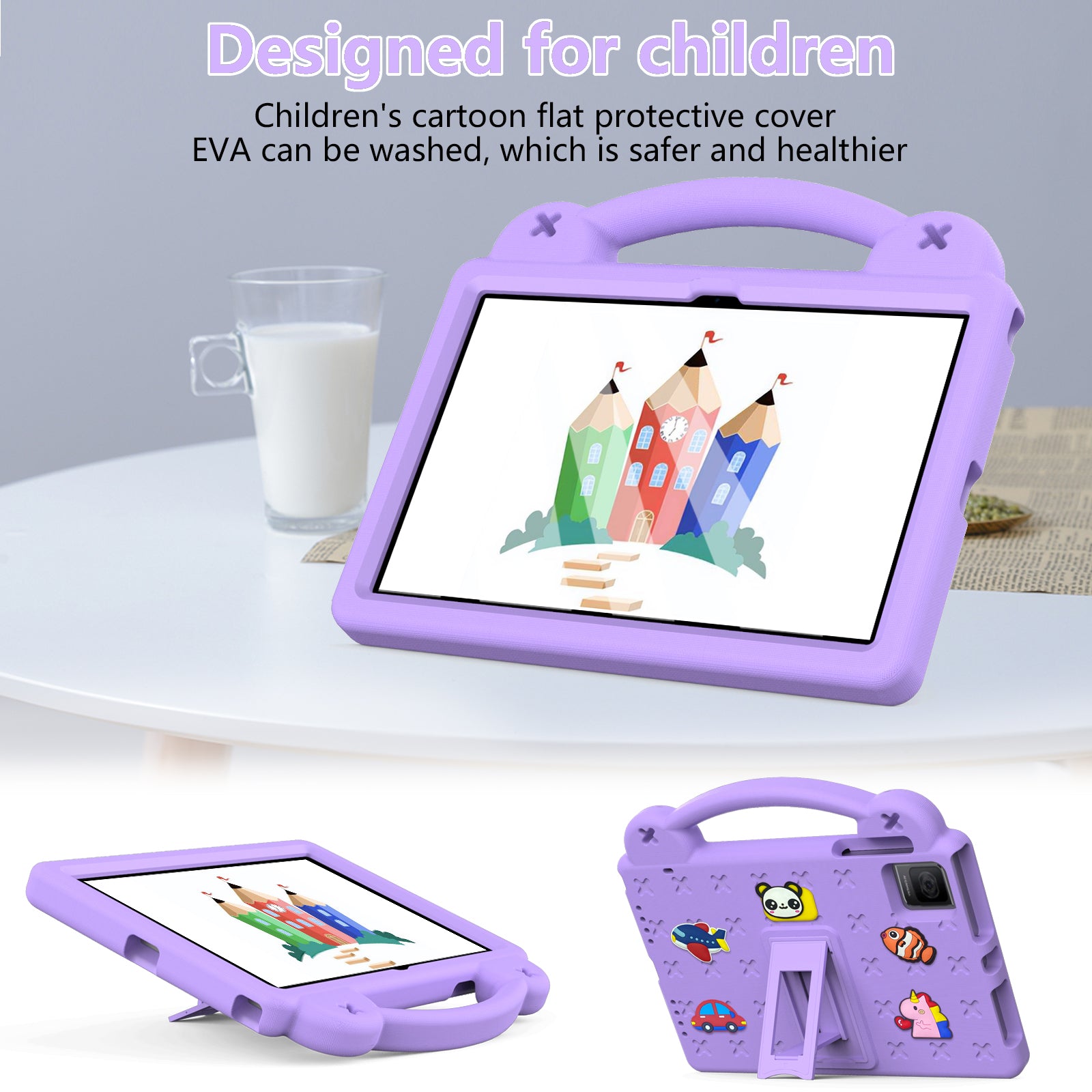 For TCL Tab 10 Gen 2 / T-Mobile REVVL Tab Case EVA Cute Patterns Tablet Cover with Kickstand and Handle