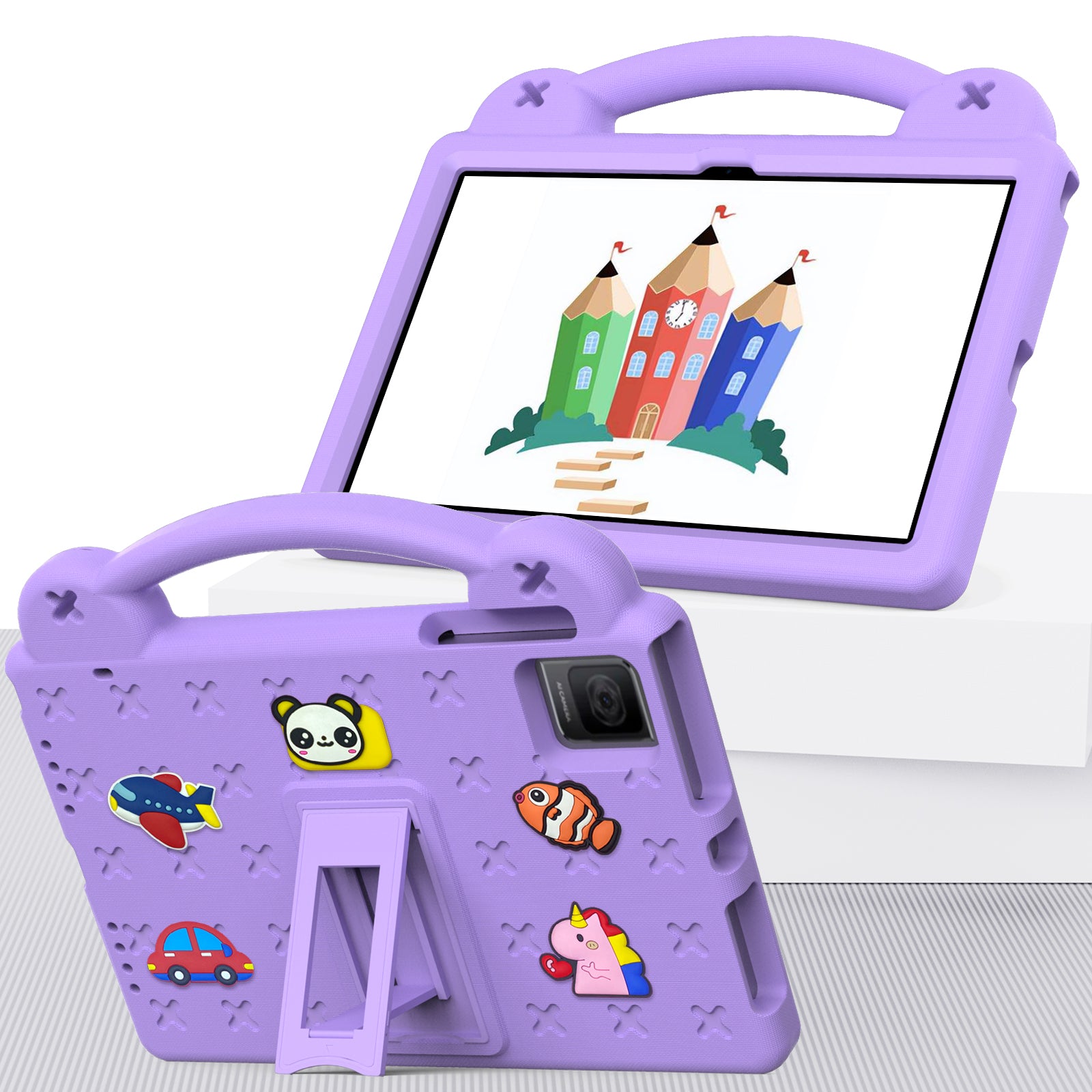 For TCL Tab 10 Gen 2 / T-Mobile REVVL Tab Case EVA Cute Patterns Tablet Cover with Kickstand and Handle